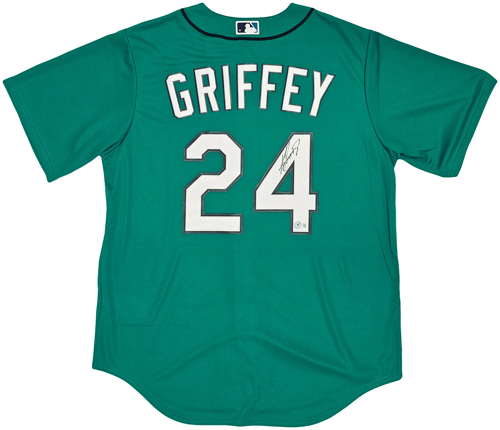 Seattle Mariners Ken Griffey Jr. Autographed Teal Nike Jersey Size L Beckett BAS Witness Stock #212481 - Image 2