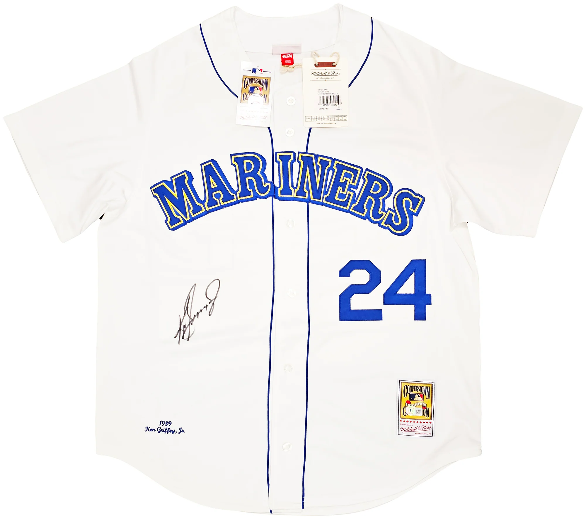 Seattle Mariners Ken Griffey Jr. Autographed White Authentic Mitchell & Ness 1989 Authentic Cooperstown Collection Jersey Size XL Beckett BAS Witness Stock #212478 - Image 2