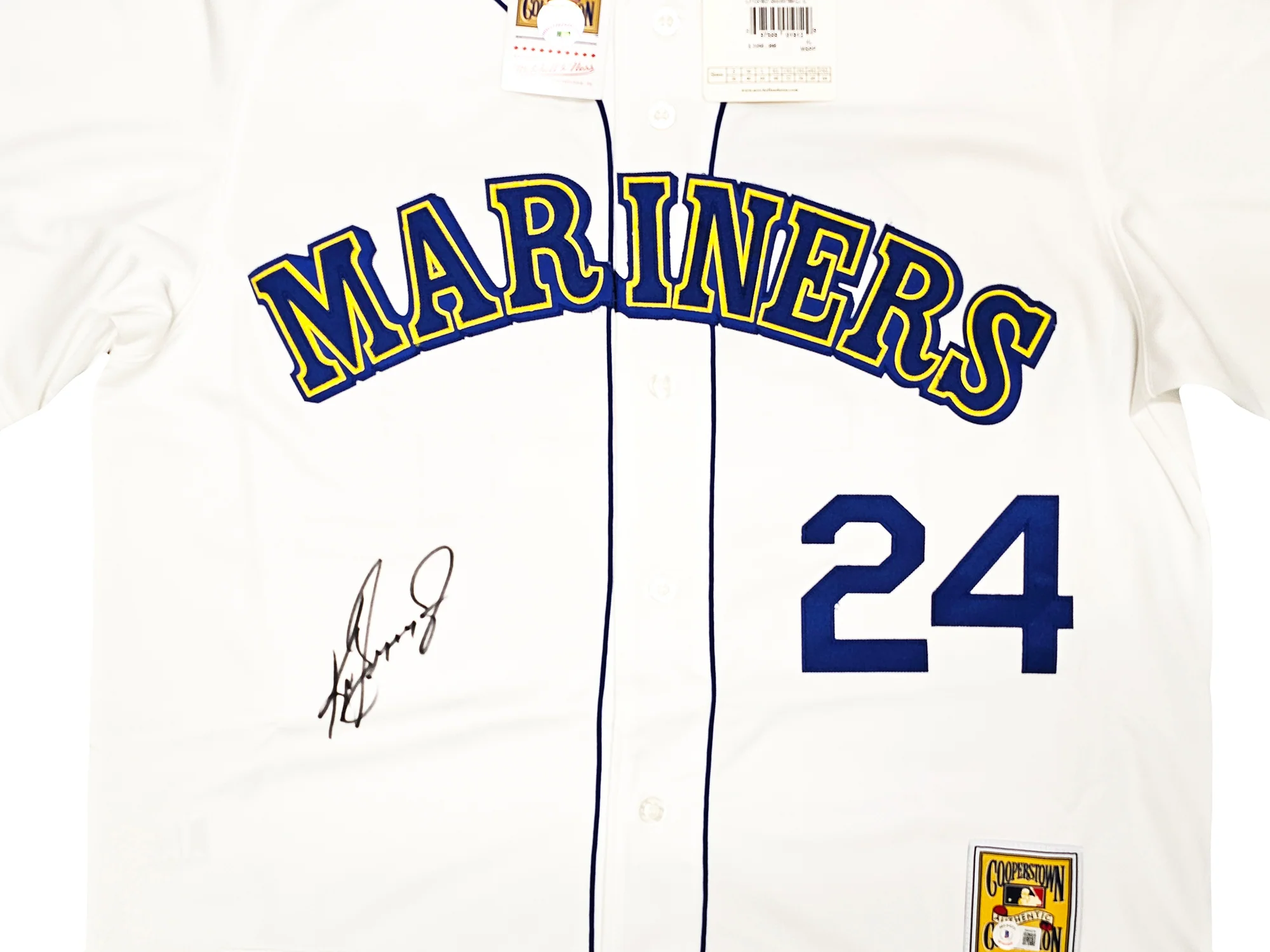 Seattle Mariners Ken Griffey Jr. Autographed White Authentic Mitchell & Ness 1989 Authentic Cooperstown Collection Jersey Size XL Beckett BAS Witness Stock #212478 - Image 3