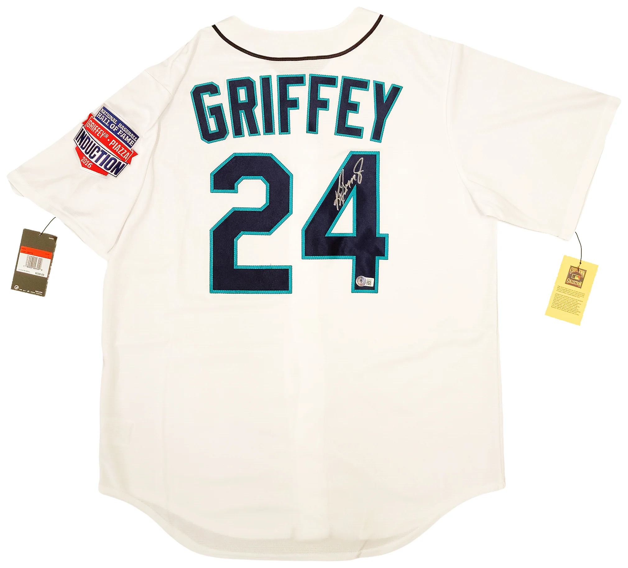 Seattle Mariners Ken Griffey Jr. Autographed White Nike Cooperstown Edition Jersey HOF Patch Size L Beckett BAS QR Stock #206023 - Image 2