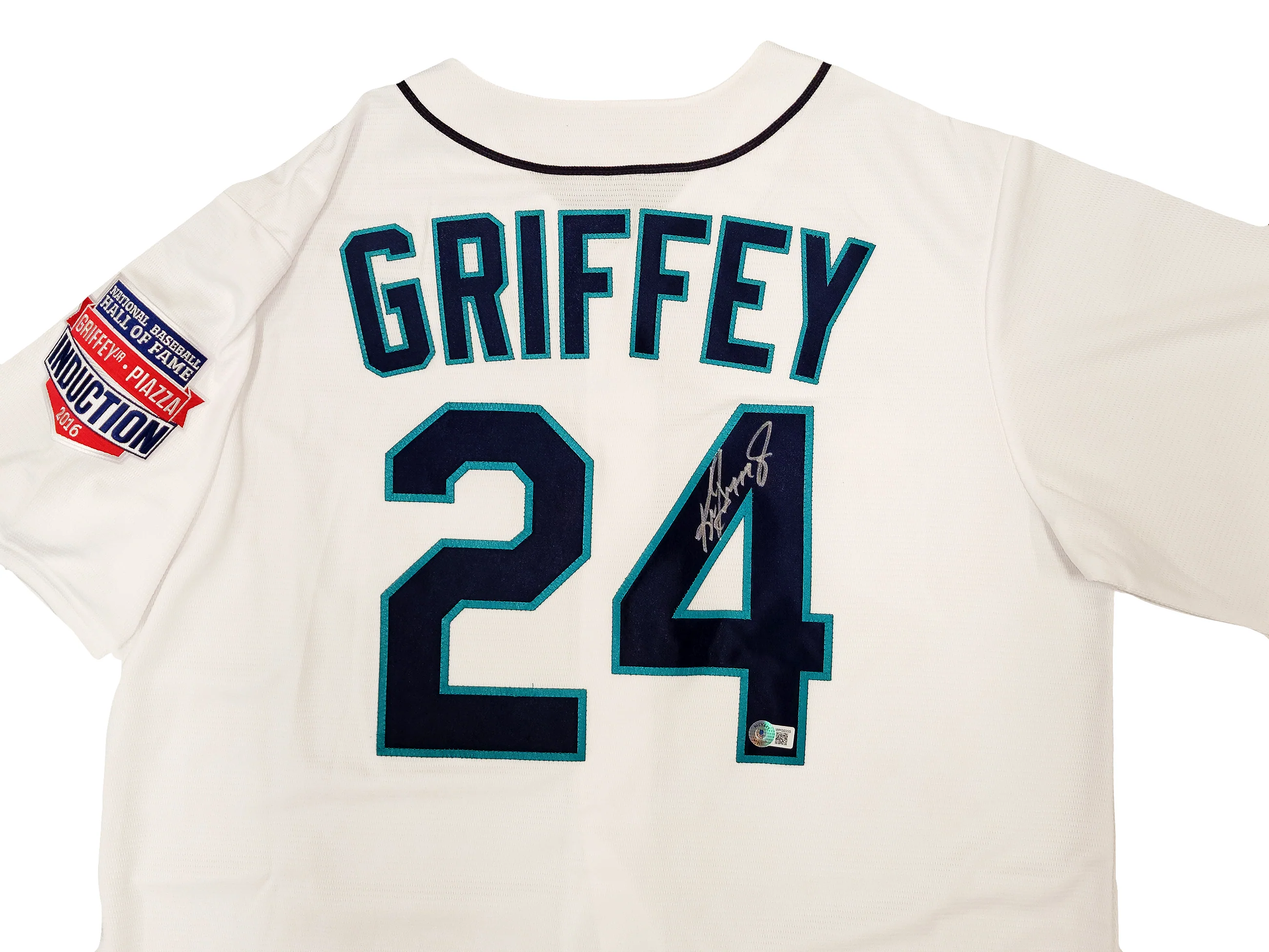 Seattle Mariners Ken Griffey Jr. Autographed White Nike Cooperstown Edition Jersey HOF Patch Size L Beckett BAS QR Stock #206023 - Image 3