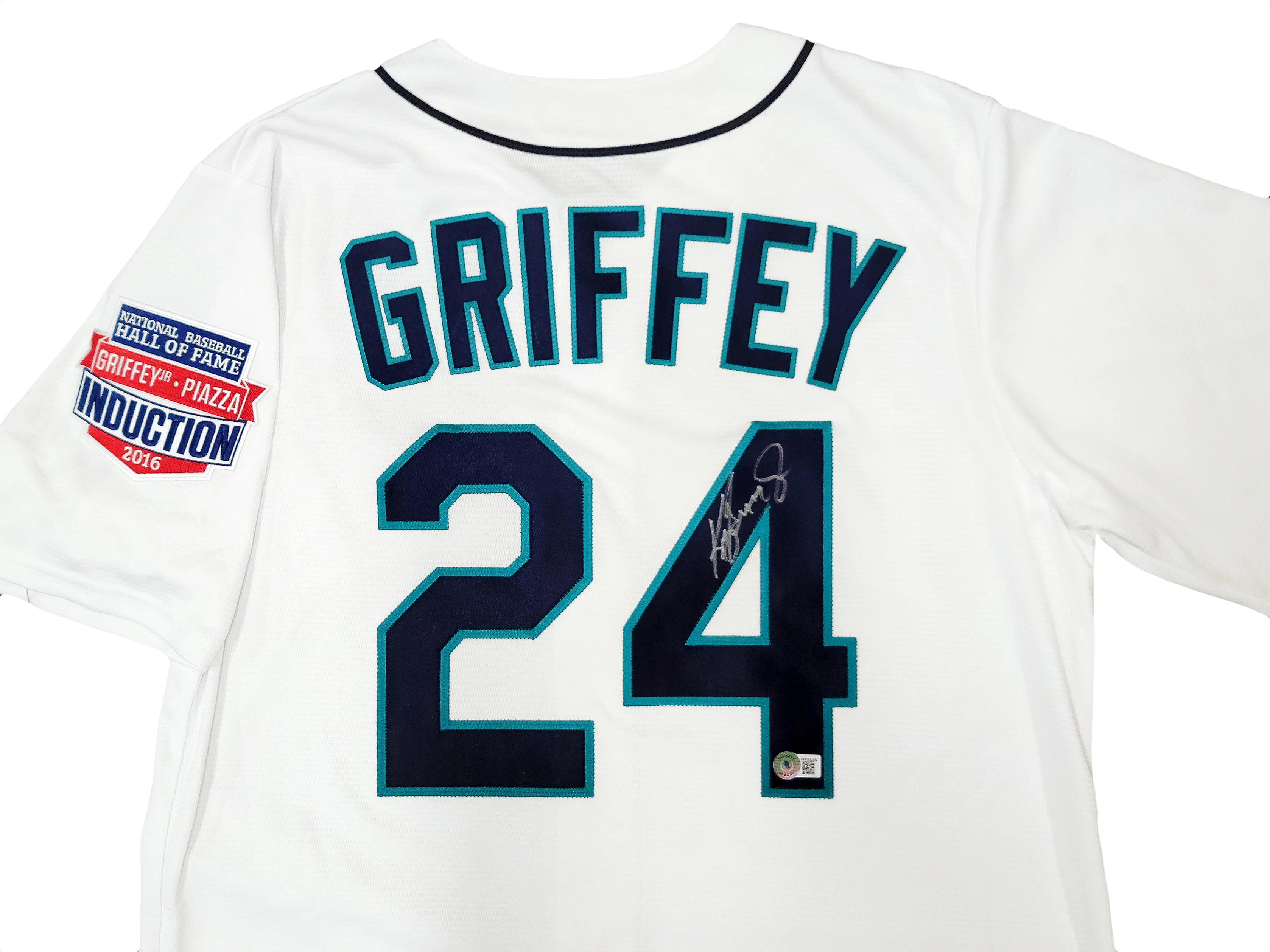 Seattle Mariners Ken Griffey Jr. Autographed White Nike Cooperstown Edition Jersey HOF Patch Size M Beckett BAS QR Stock #206022 - Image 3
