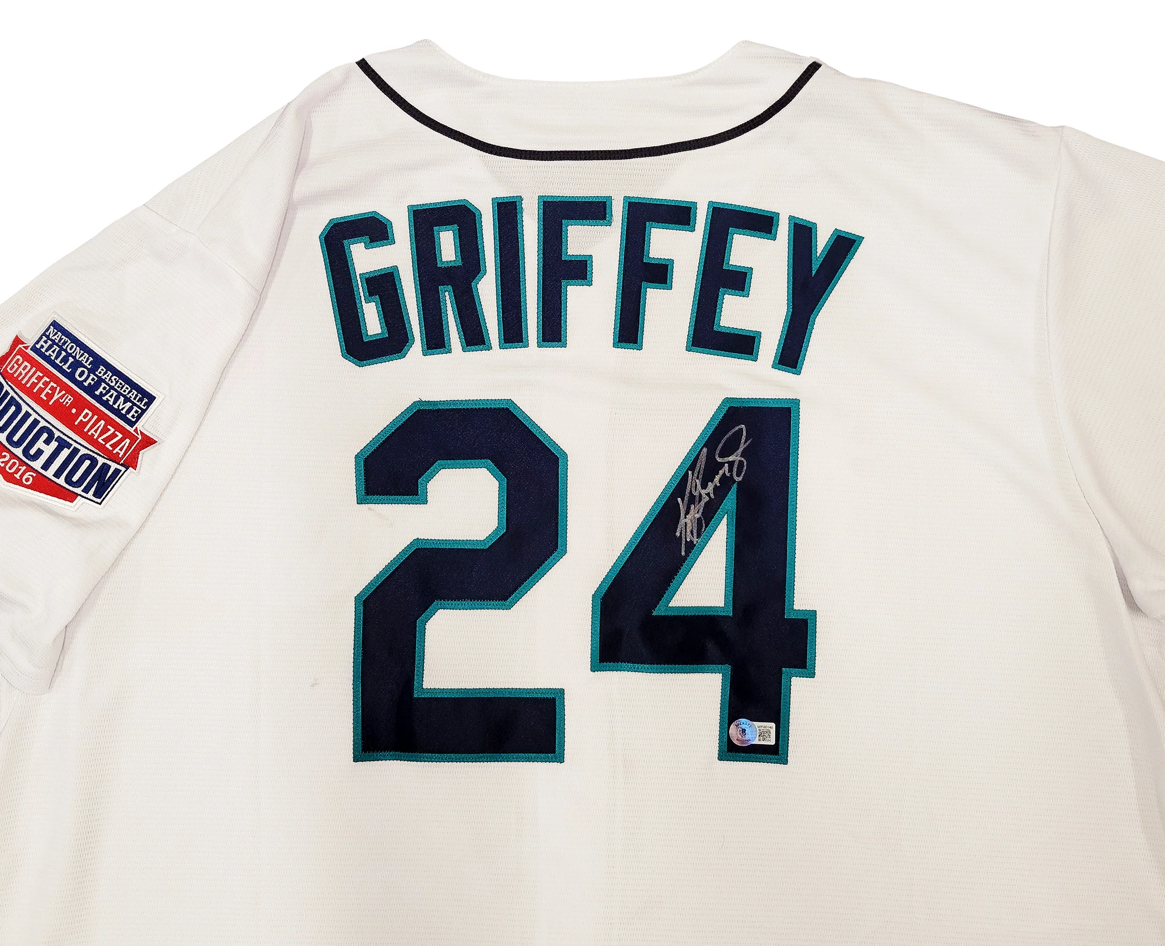 Seattle Mariners Ken Griffey Jr. Autographed White Nike Cooperstown Edition Jersey HOF Patch Size XXL Beckett BAS QR Stock #206025 - Image 3