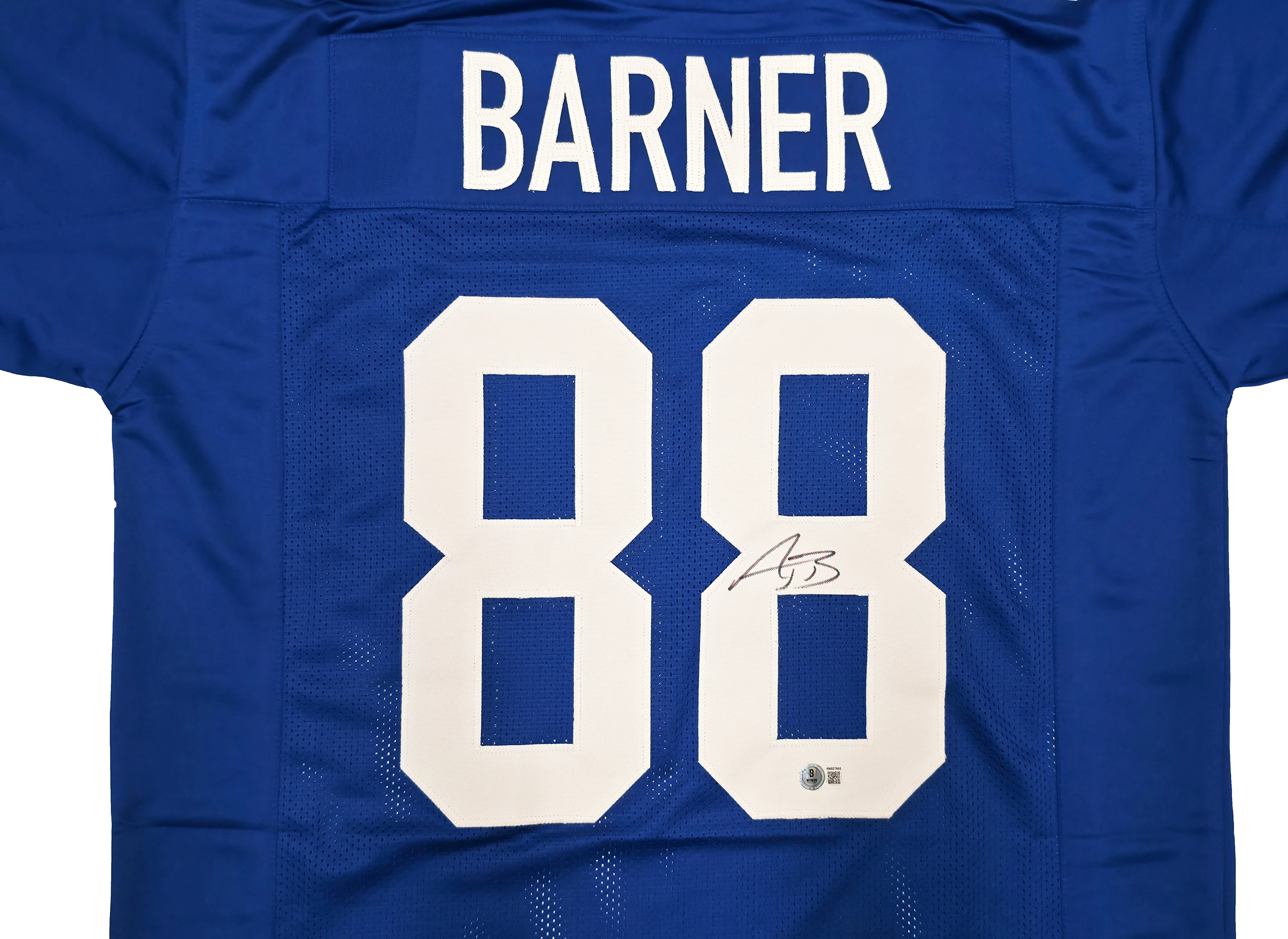 Seattle Seahawks AJ Barner Autographed Blue Throwback Jersey Beckett BAS Witness Stock #262502 - Image 2
