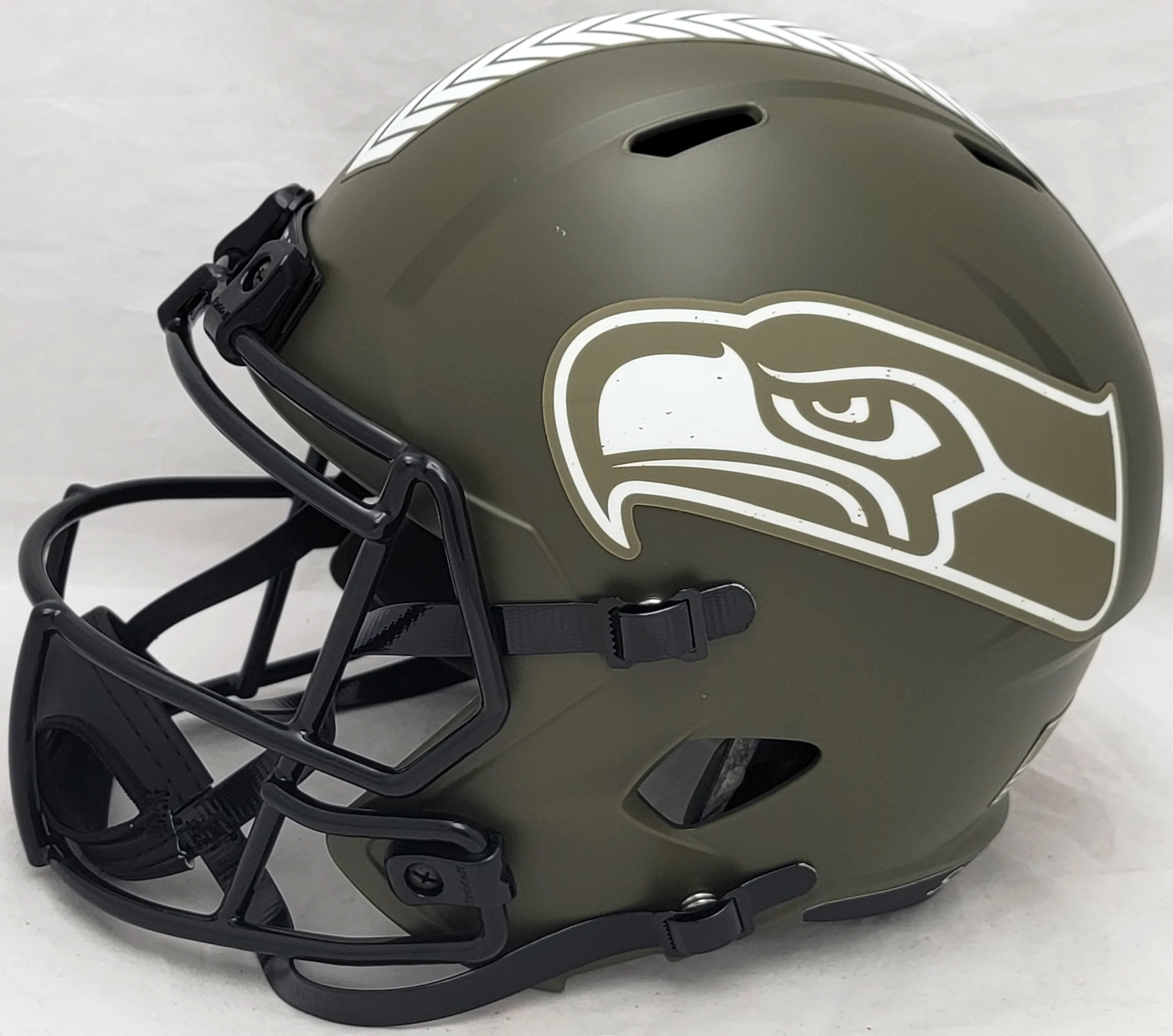 Seattle Seahawks Army Green Full Size Replica Speed Unsigned Helmet Salute To Service Stock #208805 - Image 3