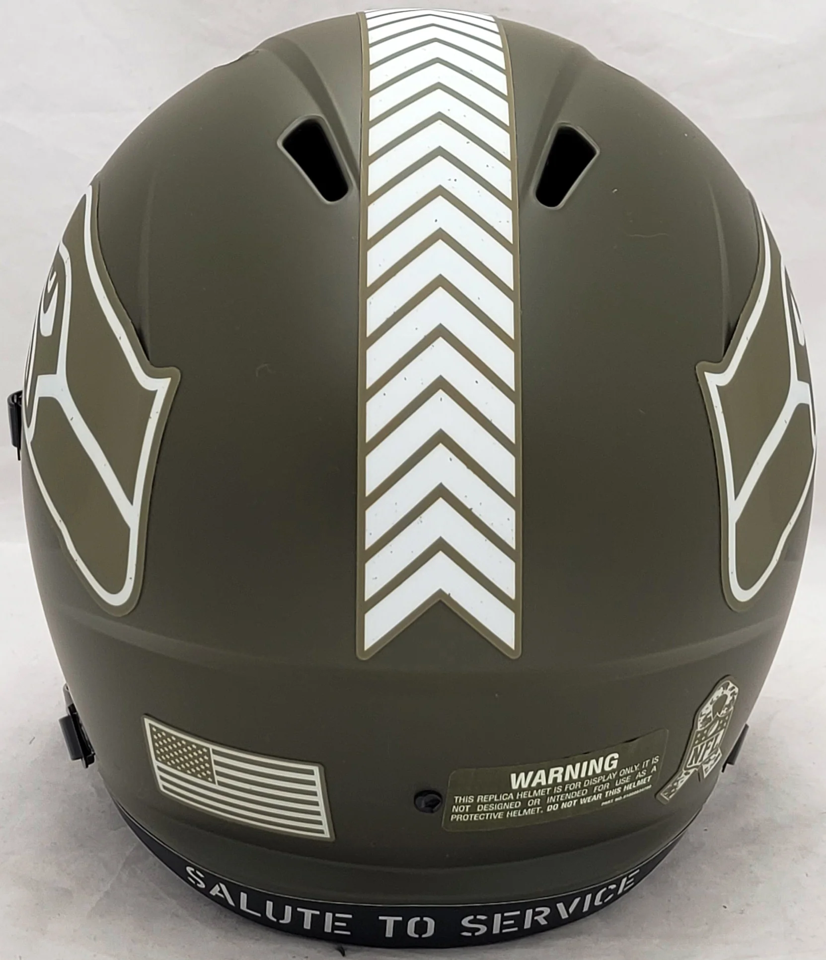 Seattle Seahawks Army Green Full Size Replica Speed Unsigned Helmet Salute To Service Stock #208805 - Image 4