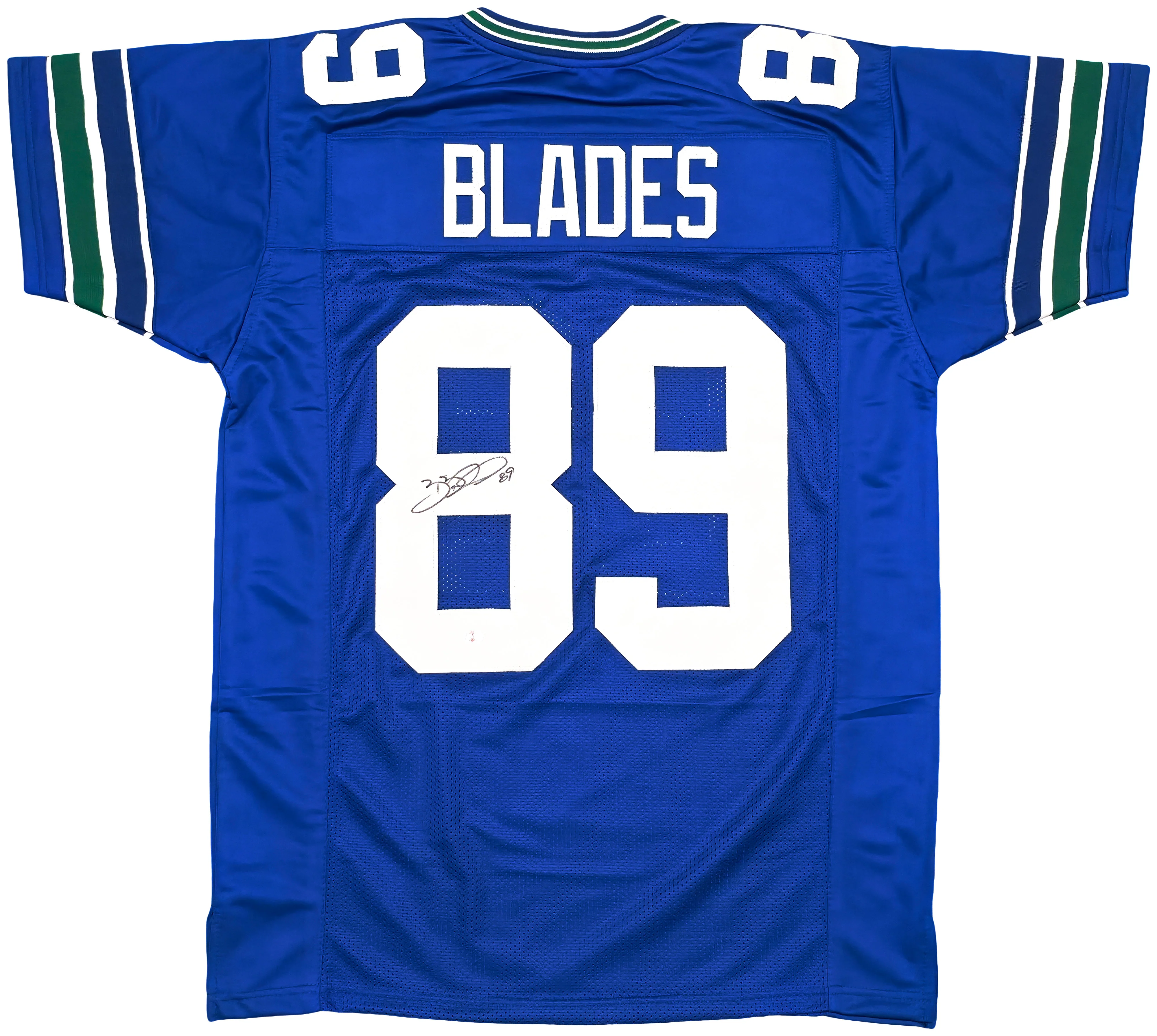 Seattle Seahawks Brian Blades Autographed Throwback Blue Jersey MCS Holo Stock #253617 - Image 2