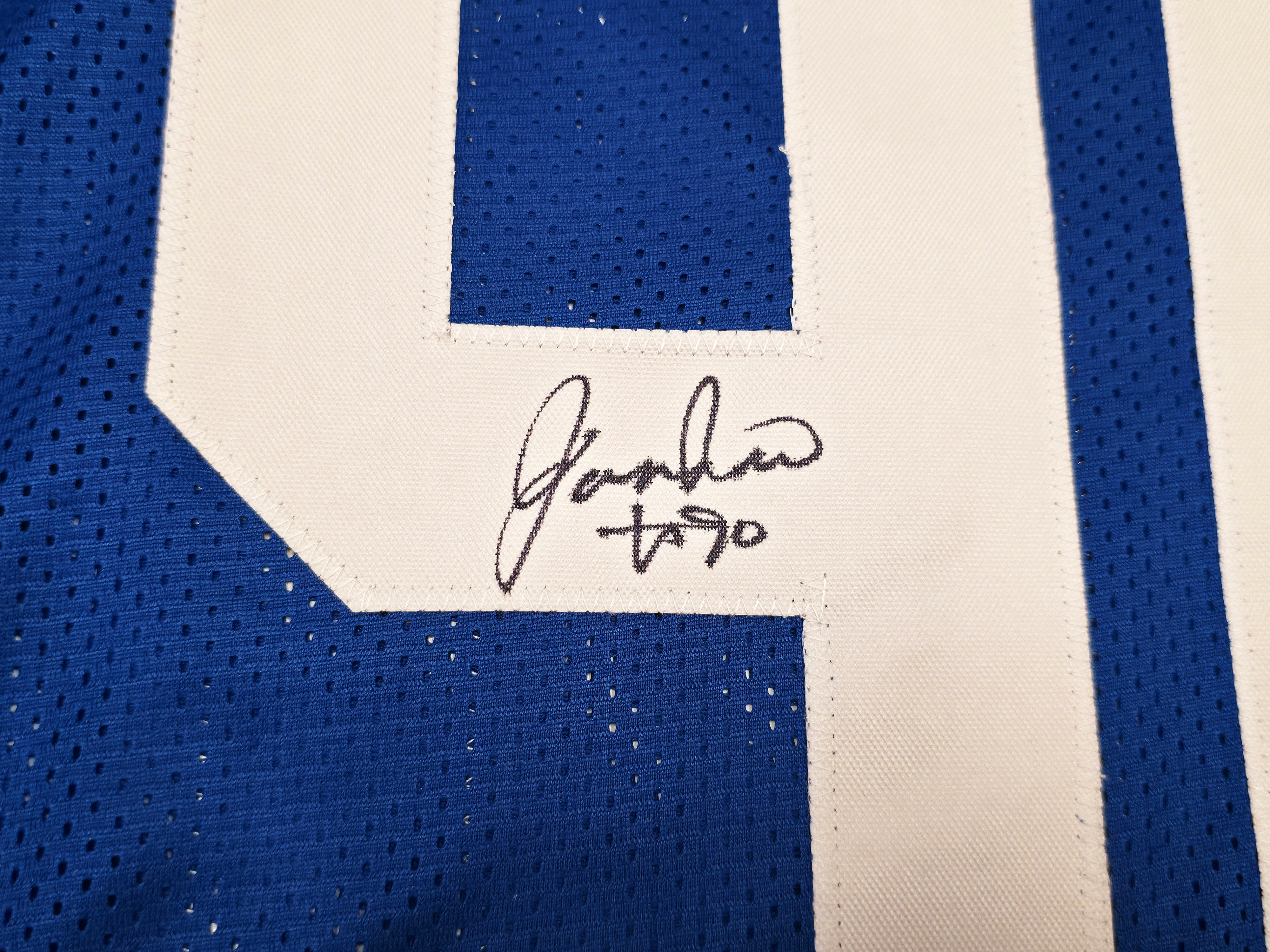 Seattle Seahawks Jarran Reed Autographed Blue Throwback Jersey MCS Holo Stock #262431 - Image 3