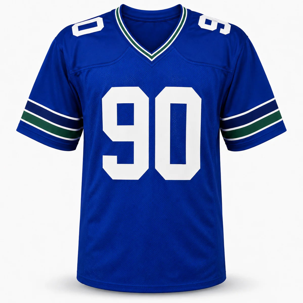 Seattle Seahawks Jarran Reed Autographed Blue Throwback Jersey MCS Holo Stock #262431 - Image 4