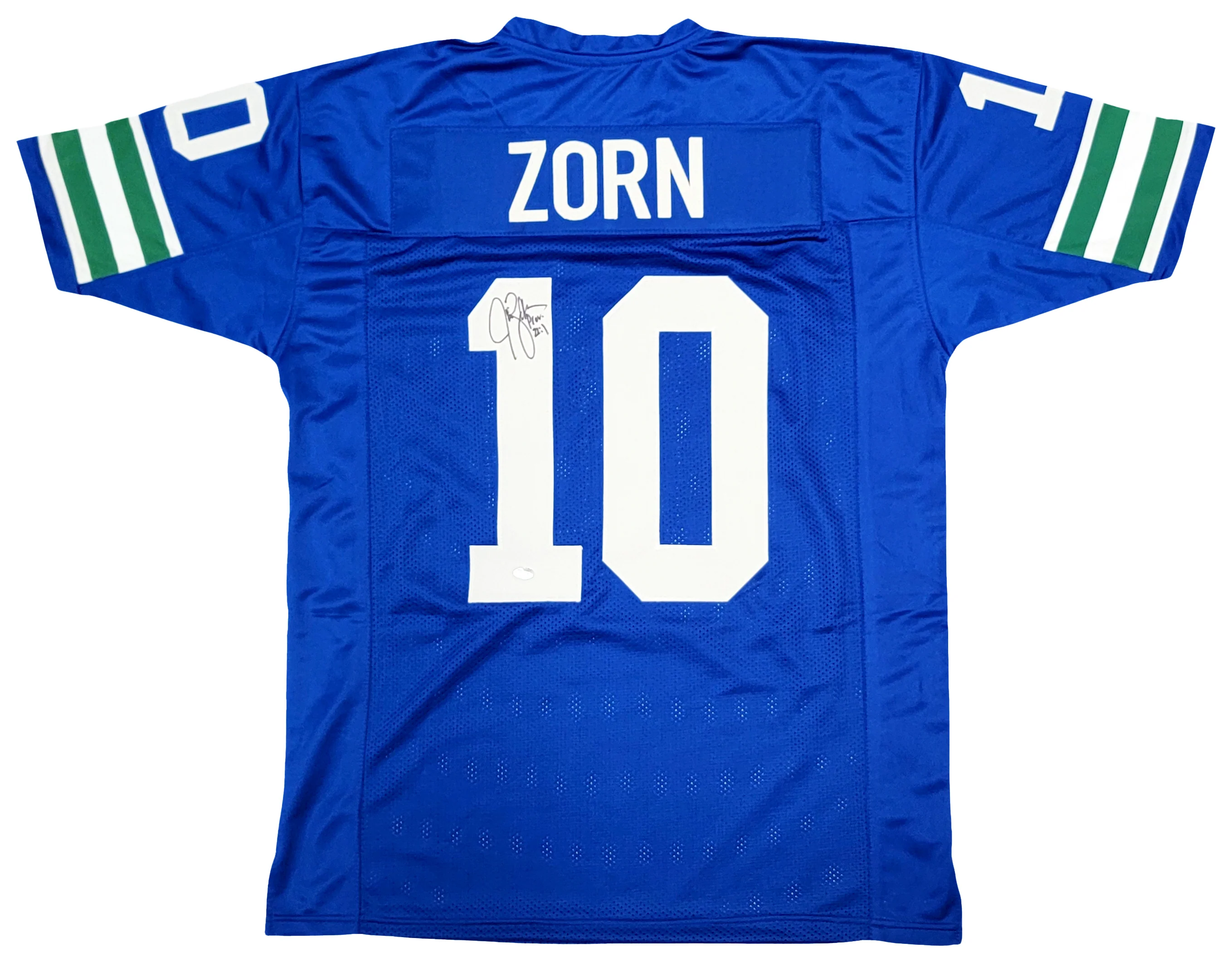 Seattle Seahawks Jim Zorn Autographed Blue Jersey MCS Holo Stock #211071 - Image 2