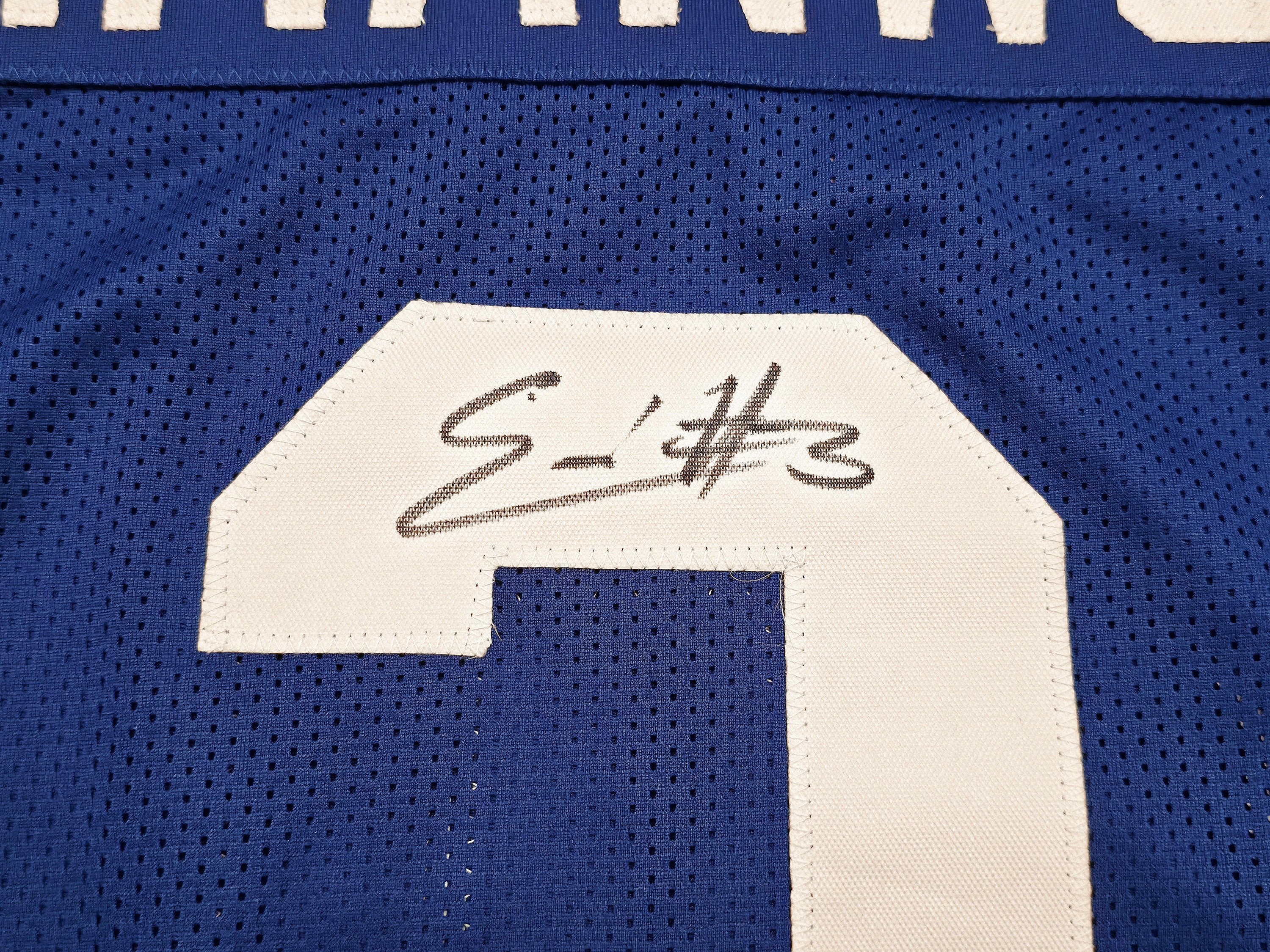 Seattle Seahawks Nick Emmanwori Autographed Throwback Blue Jersey Beckett BAS Witness Stock #256038 - Image 4