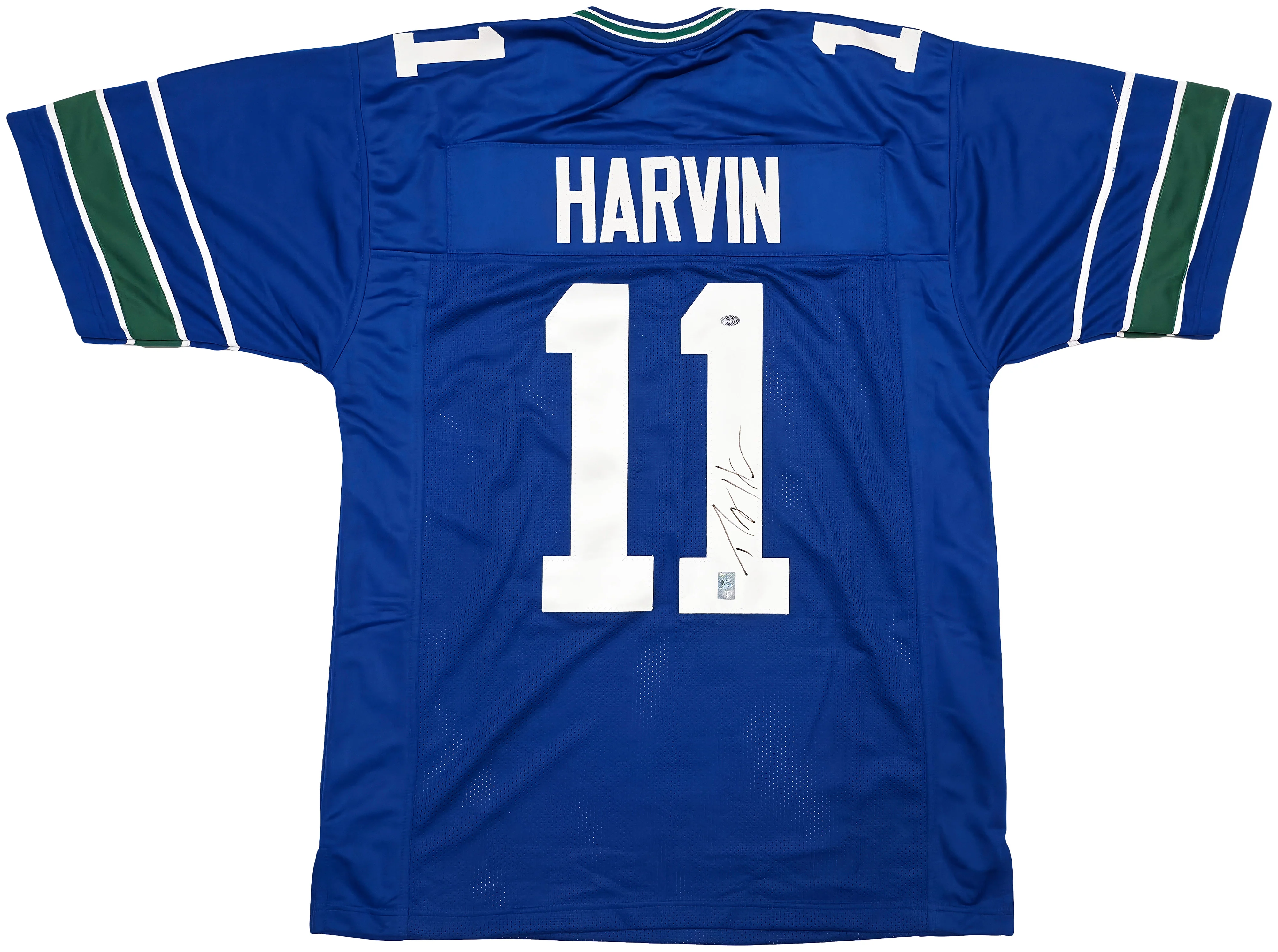 Seattle Seahawks Percy Harvin Autographed Blue Jersey MCS Holo Stock #253903 - Image 2