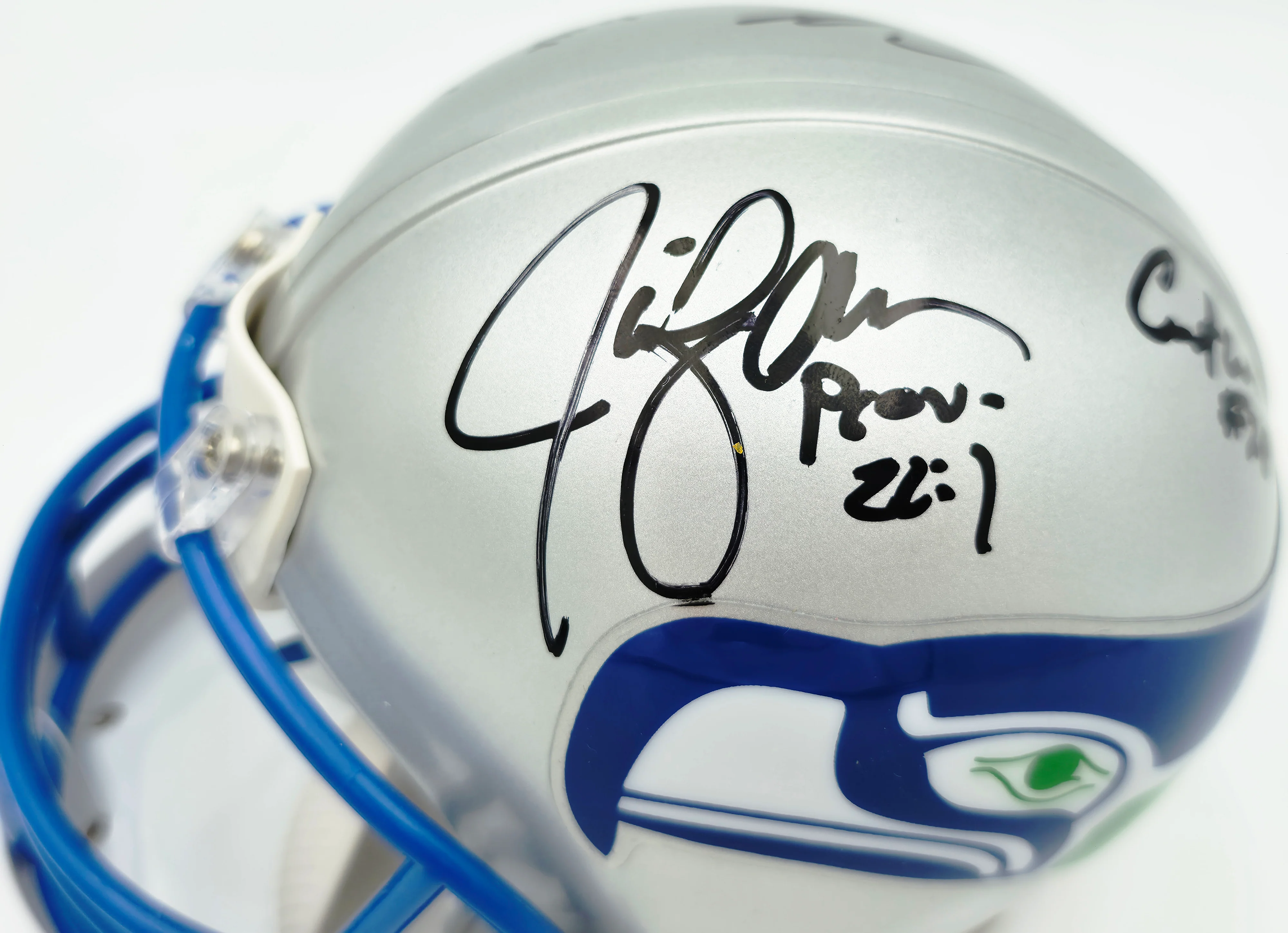 Seattle Seahawks Ring of Honor Autographed Throwback Silver Mini Helmet With 5 Signatures Including Cortez Kennedy & Steve Largent Beckett BAS #C26016 - Image 5