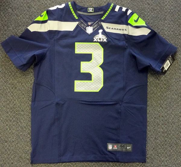 Seattle Seahawks Russell Wilson Autographed Blue Nike Elite Jersey Size 44 RW Holo Stock #88310 - Image 4