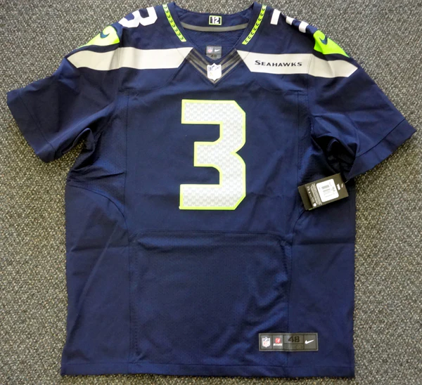 Seattle Seahawks Russell Wilson Autographed Blue Nike Elite Jersey Size 48 RW Holo Stock #60976 - Image 4