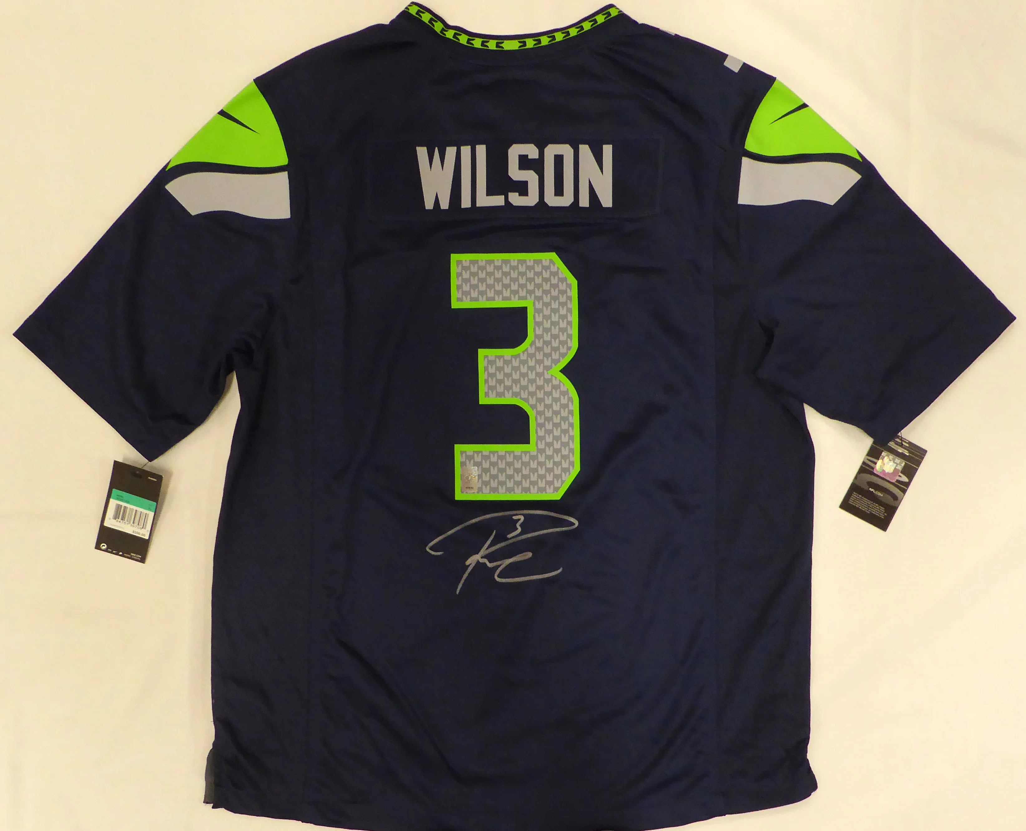 Seattle Seahawks Russell Wilson Autographed Blue Nike Jersey RW Holo #45920 - Image 2