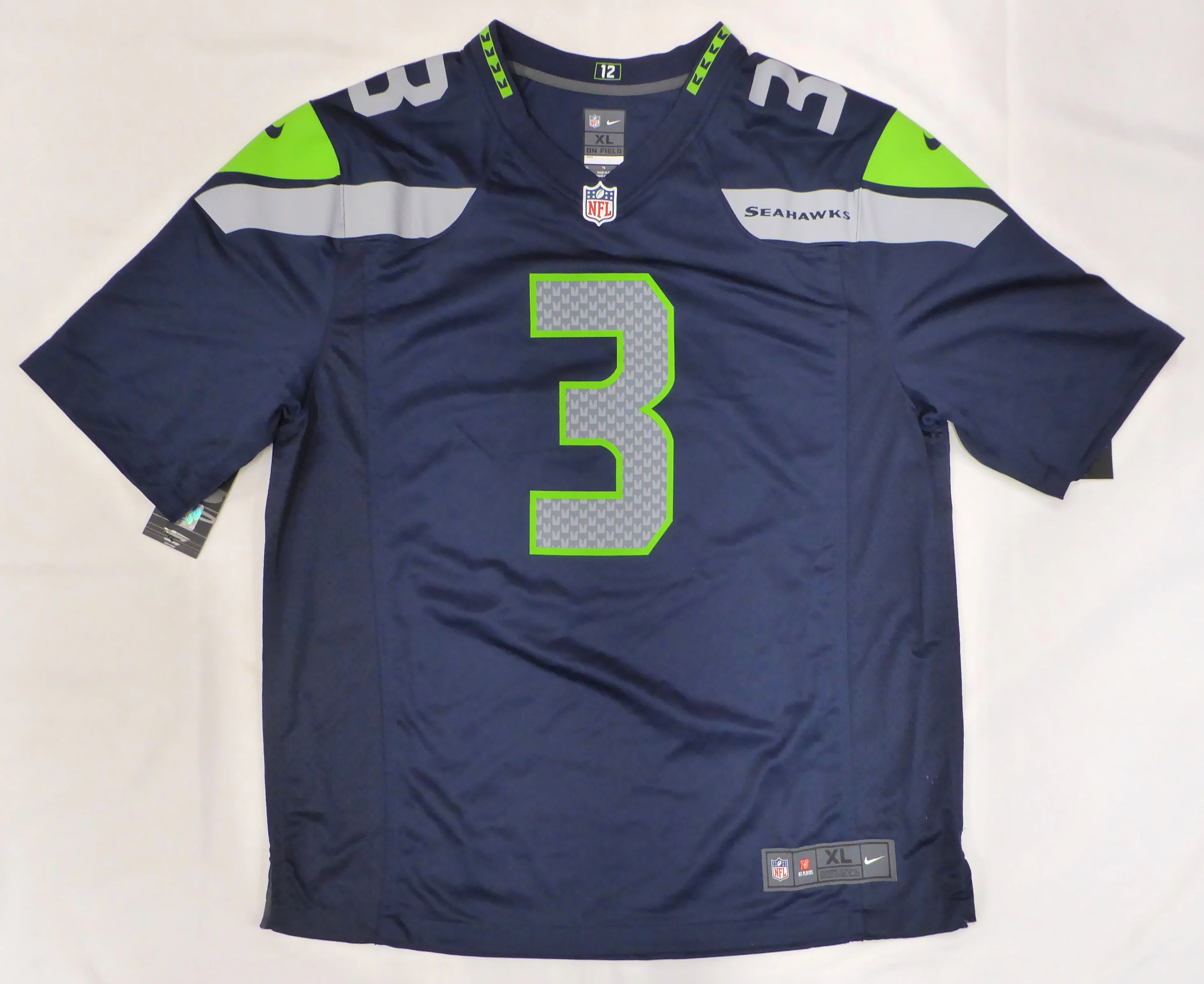 Seattle Seahawks Russell Wilson Autographed Blue Nike Jersey RW Holo #45920 - Image 4