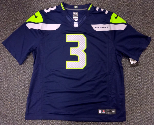 Seattle Seahawks Russell Wilson Autographed Blue Nike Twill Jersey Size XXL RW Holo Stock #71432 - Image 4