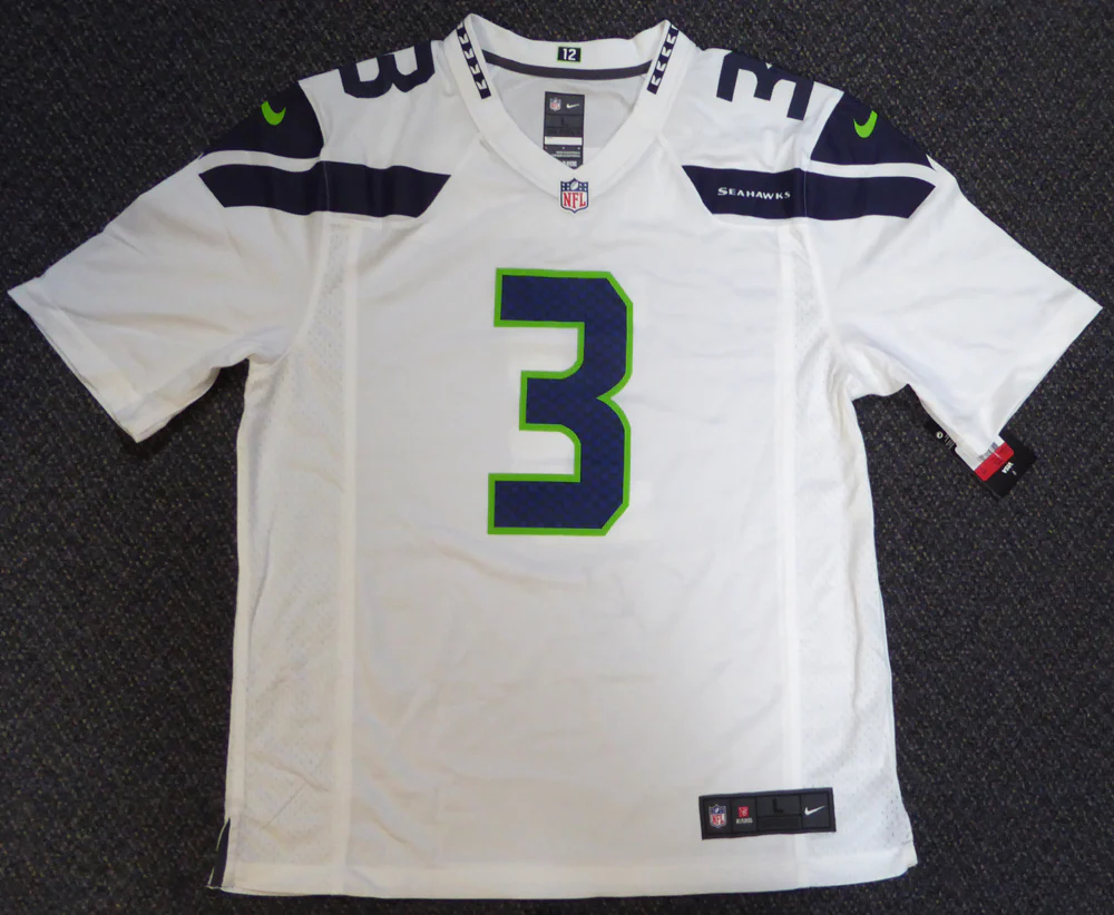 Seattle Seahawks Russell Wilson Autographed White Nike Jersey Size L RW Holo Stock #105022 - Image 4