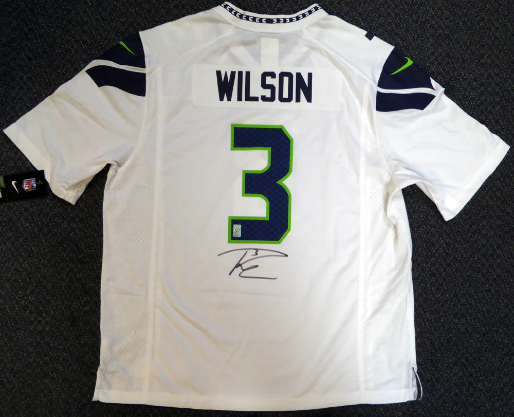 Seattle Seahawks Russell Wilson Autographed White Nike Jersey Size XL RW Holo Stock #105023 - Image 2
