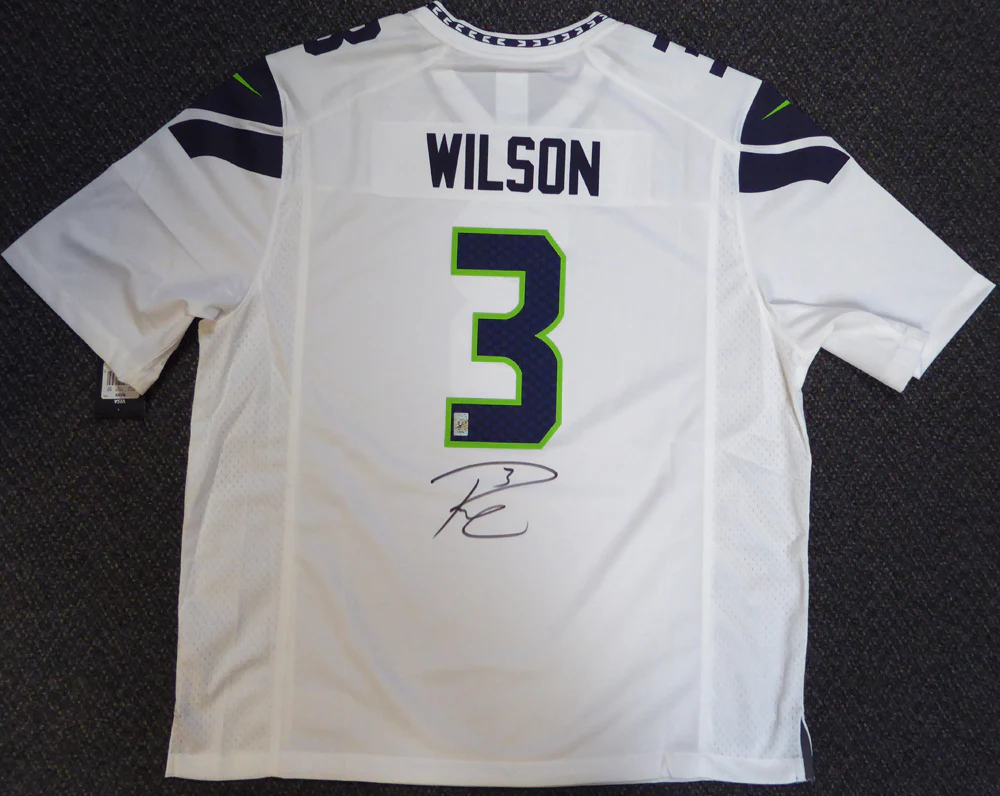 Seattle Seahawks Russell Wilson Autographed White Nike Jersey Size XXL RW Holo Stock #105024 - Image 2