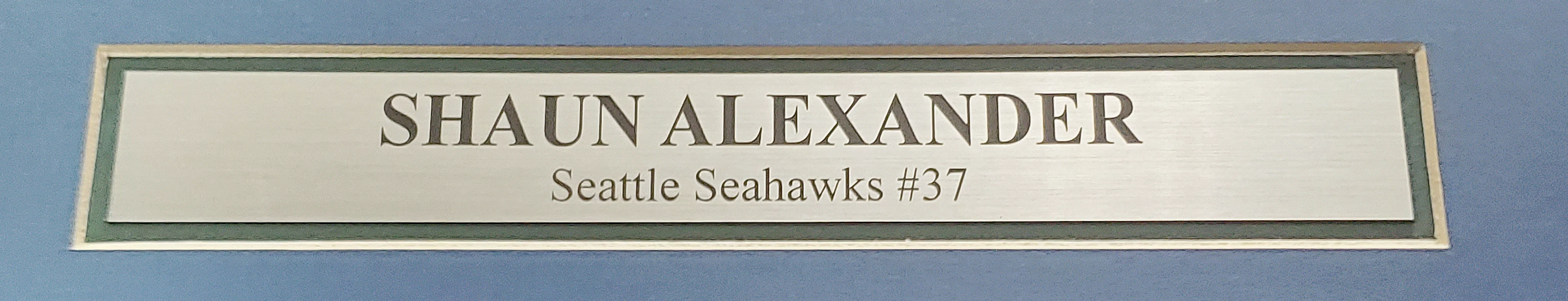Seattle Seahawks Shaun Alexander Autographed Framed Blue Jersey Beckett BAS Stock #200433 - Image 5