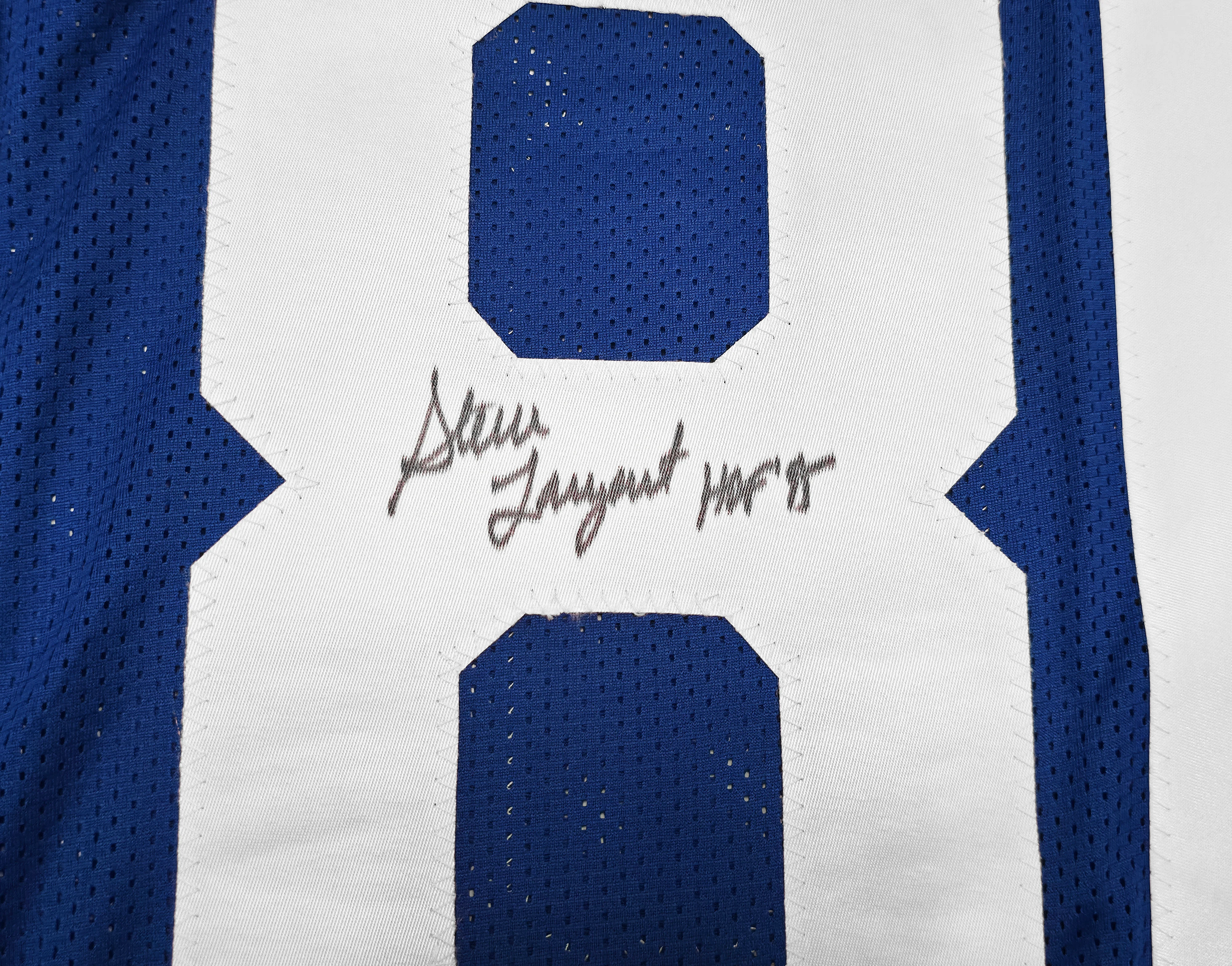 Seattle Seahawks Steve Largent Autographed Blue Jersey "HOF 95" PSA/DNA ITP Stock #253906 - Image 3