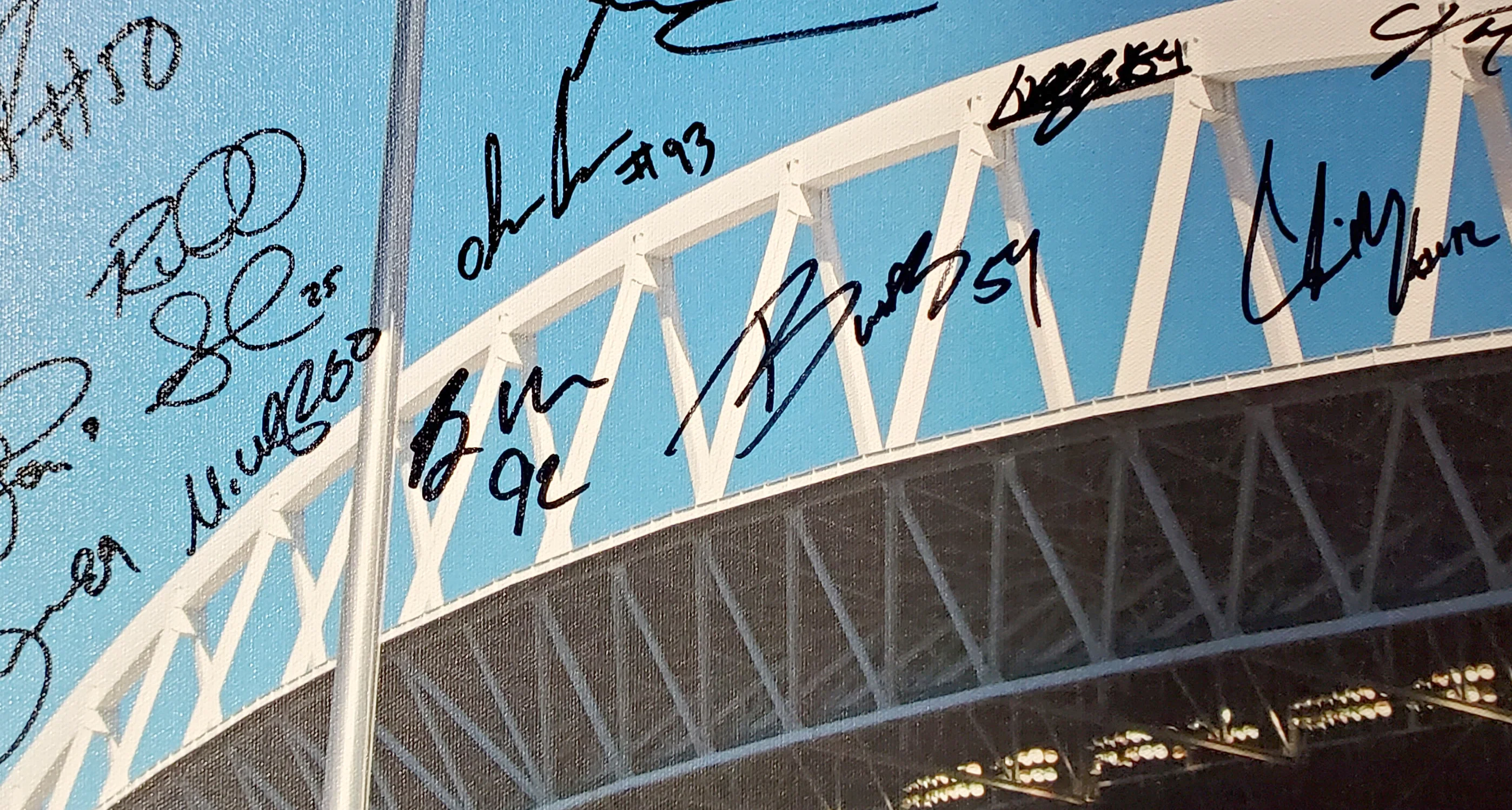 Seattle Seahawks Super Bowl XLVIII Champion Autographed Framed 20x30 Canvas Photo "SB XLVIII Champs!" With 42 Signatures Including Russell Wilson & Marshawn Lynch #/112 MCS Holo Stock #94470 - Image 5