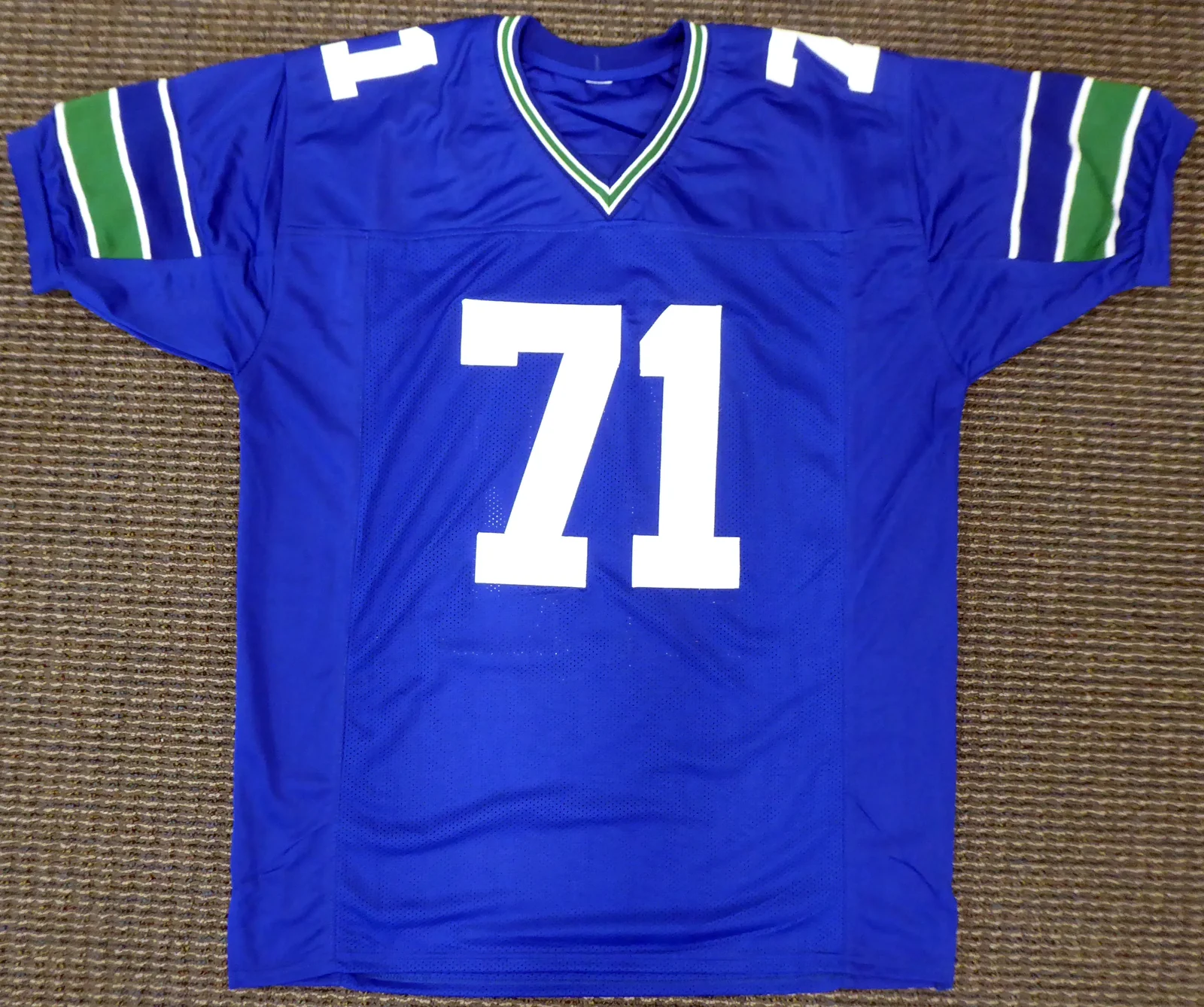 Seattle Seahawks Walter Jones Autographed Blue Jersey "HOF '14" MCS Holo Stock #165118 - Image 4