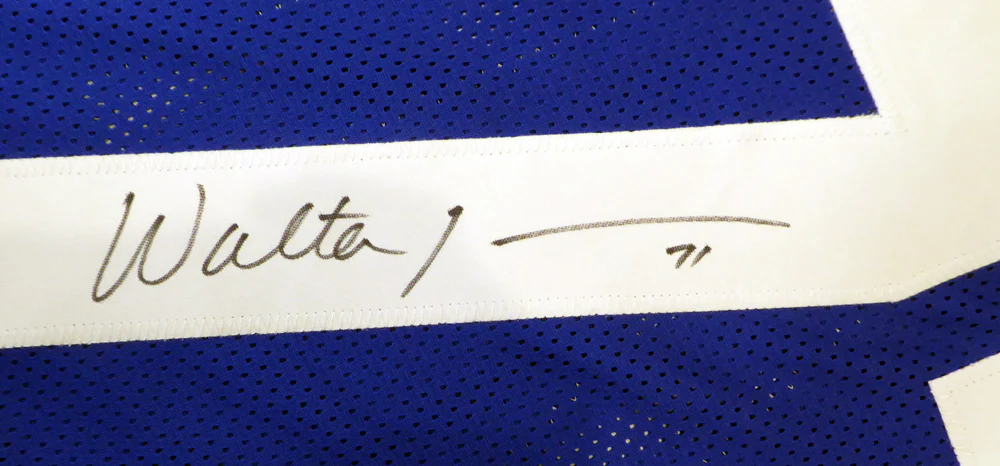 Seattle Seahawks Walter Jones Autographed Blue Jersey MCS Holo Stock #124675 - Image 3