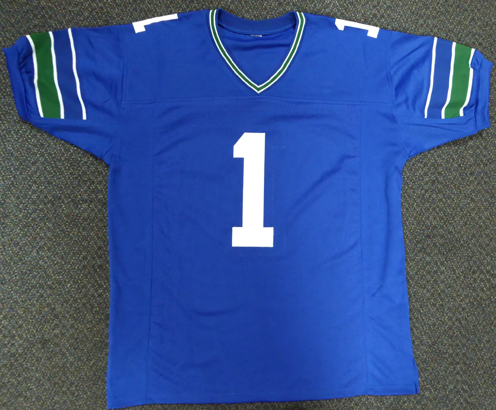 Seattle Seahawks Warren Moon Autographed Blue Jersey "HOF 06" MCS Holo Stock #112487 - Image 3