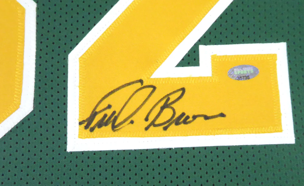 Seattle Sonics "Downtown" Fred Brown Autographed Framed Green Jersey MCS Holo Stock #107766 - Image 2