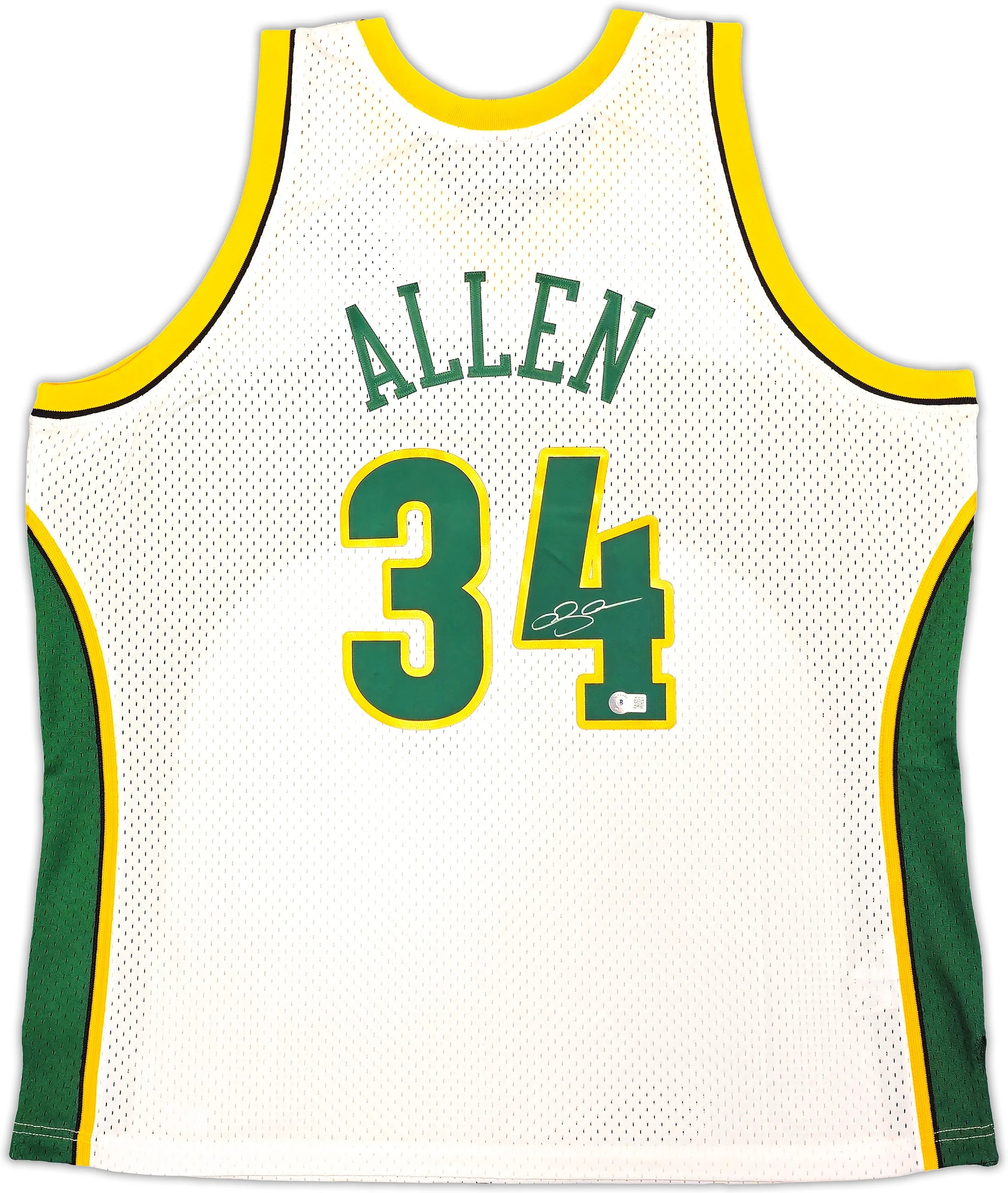 Seattle Sonics Ray Allen Autographed White Authentic Mitchell & Ness 2006-07 Ray Allen HWC Swingman Jersey Size XXL Beckett BAS Witness Stock #221296 - Image 2