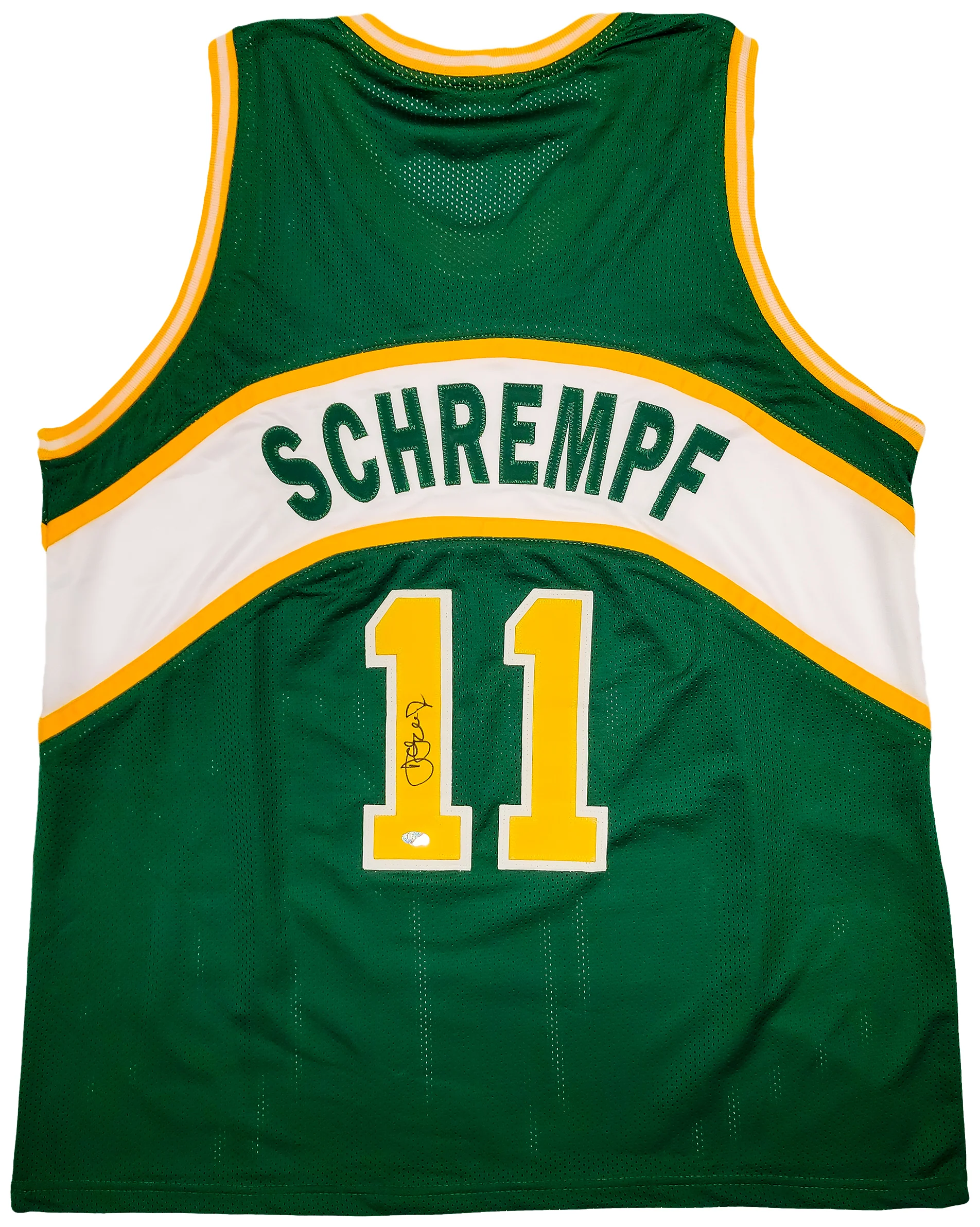 Seattle Supersonics Detlef Schrempf Autographed Green Jersey MCS Holo Stock #202421 - Image 2