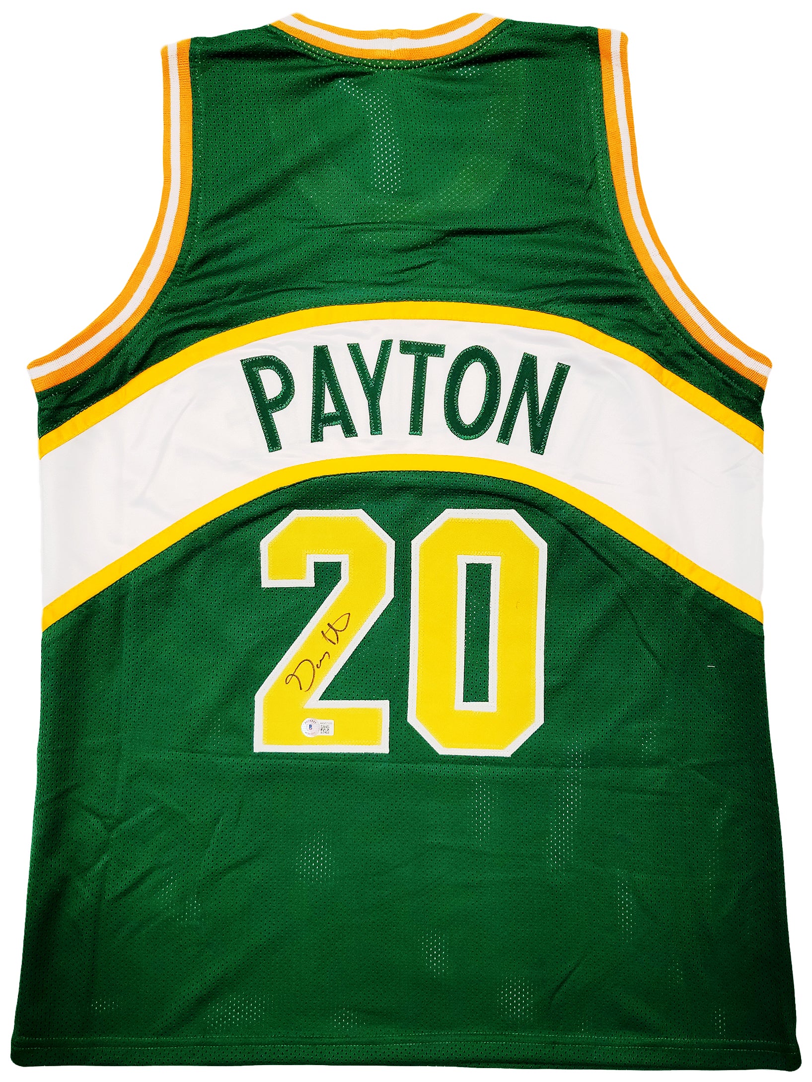 Seattle Supersonics Gary Payton Autographed Green Jersey Beckett BAS QR Stock #203421 - Image 2