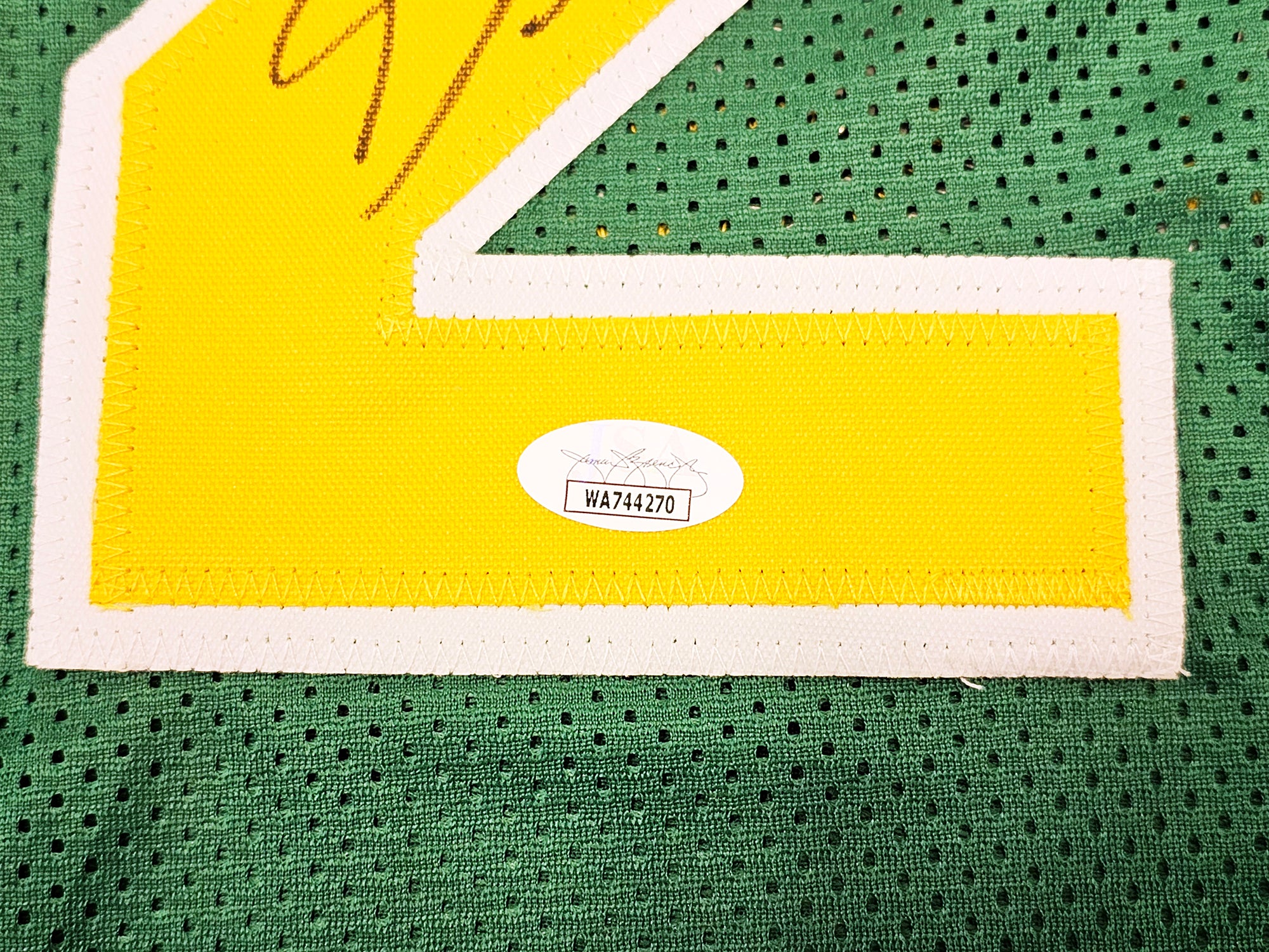Seattle Supersonics Gary Payton Autographed Green Jersey JSA Stock #215724 - Image 5