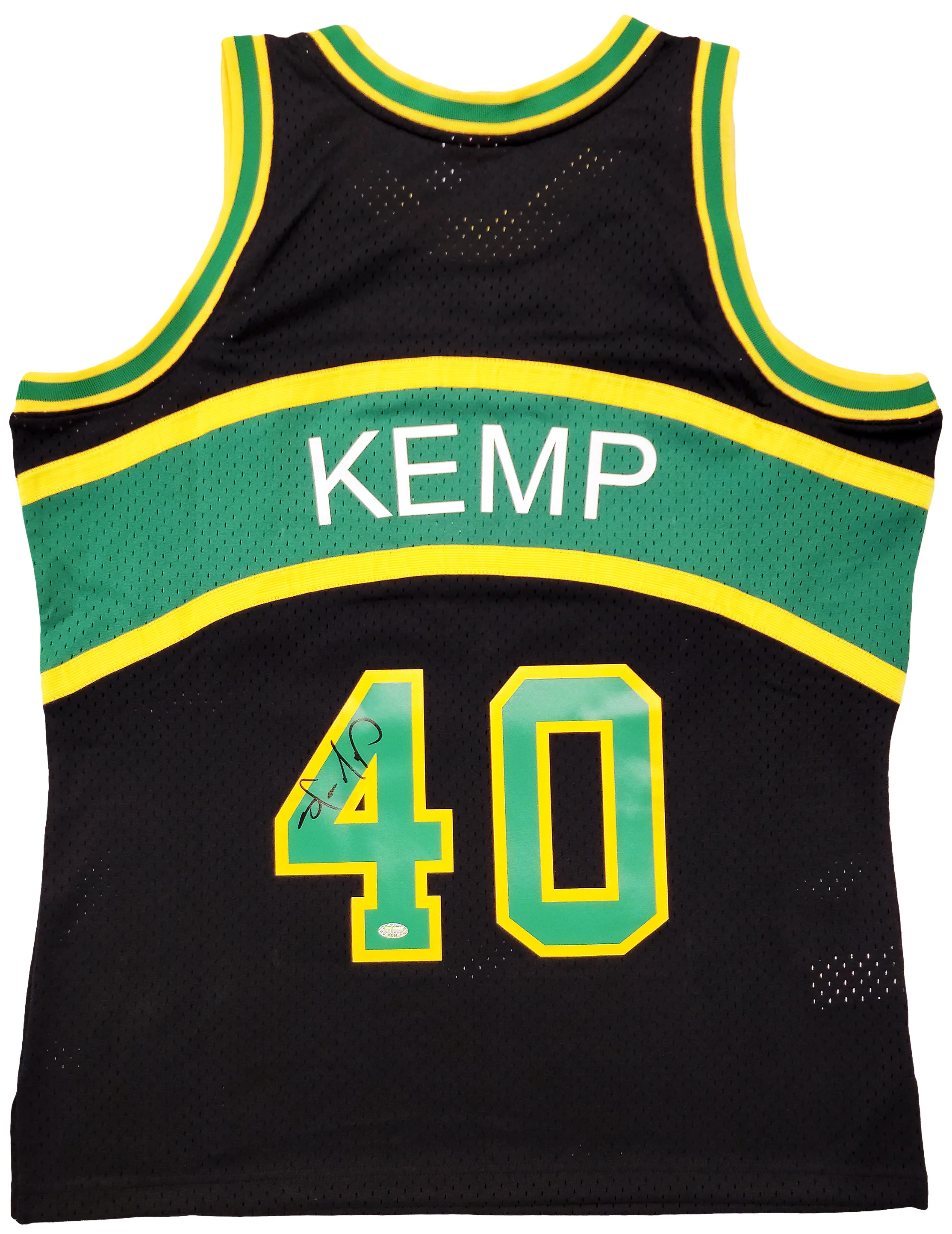 Seattle Supersonics Shawn Kemp Autographed Black Authentic Mitchell & Ness Hardwood Classics Swingman Jersey Size L MCS Holo Stock #203432 - Image 2
