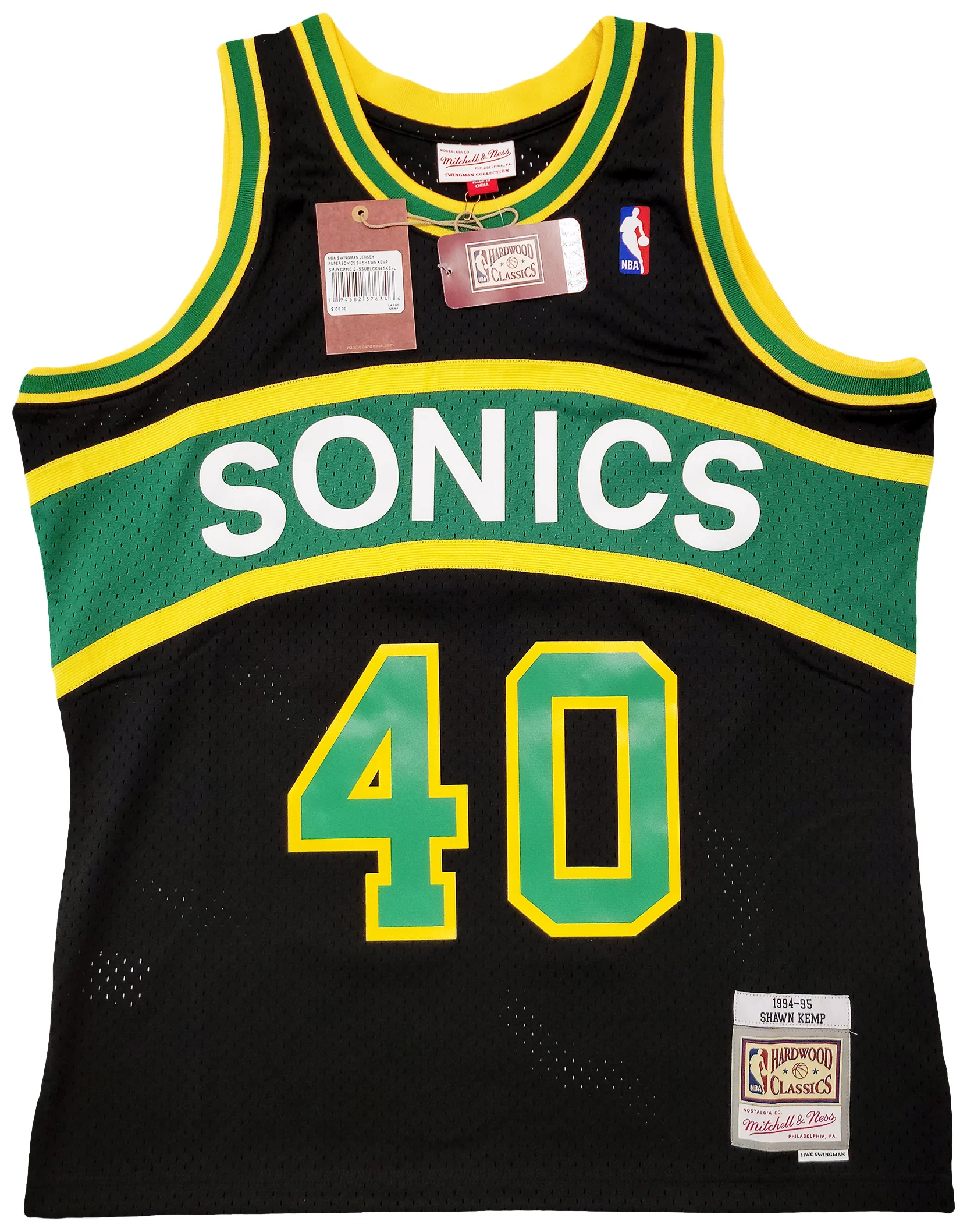 Seattle Supersonics Shawn Kemp Autographed Black Authentic Mitchell & Ness Hardwood Classics Swingman Jersey Size L MCS Holo Stock #203432 - Image 5