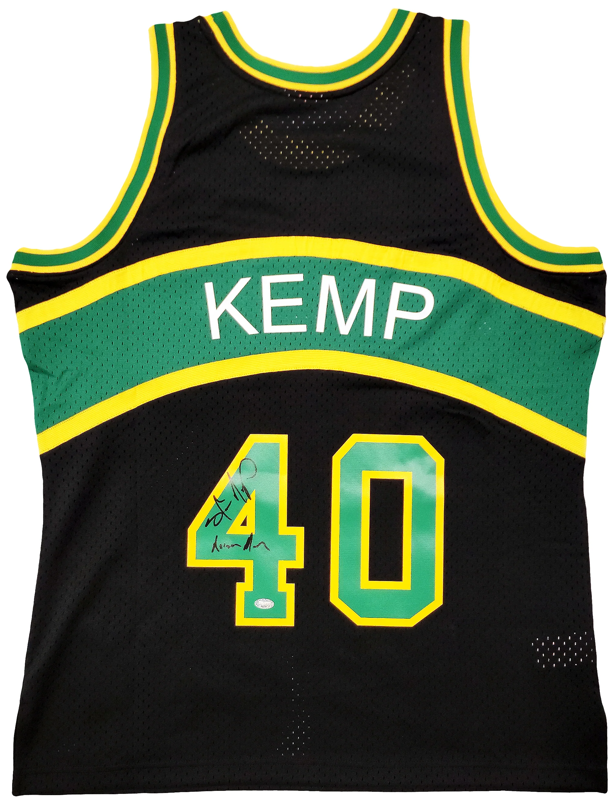 Seattle Supersonics Shawn Kemp Autographed Black Authentic Mitchell & Ness Hardwood Classics Swingman Jersey Size L "Reign Man" MCS Holo Stock #203430 - Image 2
