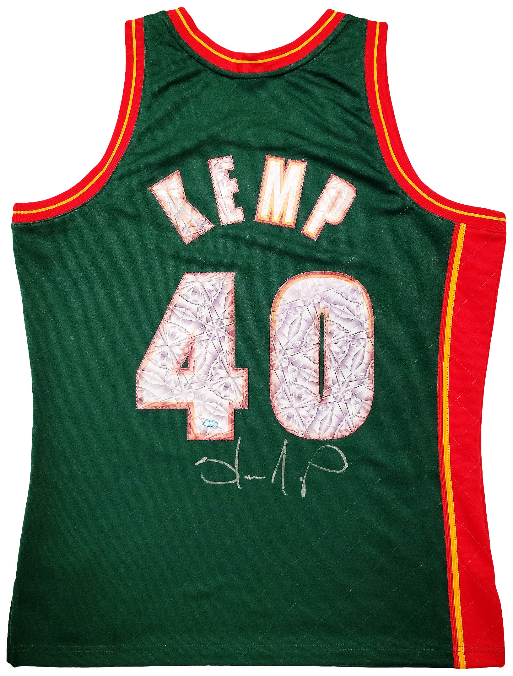 Seattle Supersonics Shawn Kemp Autographed Green Authentic Mitchell & Ness Hardwood Classics Swingman Jersey NBA Top 75 Size L MCS Holo Stock #203426 - Image 2