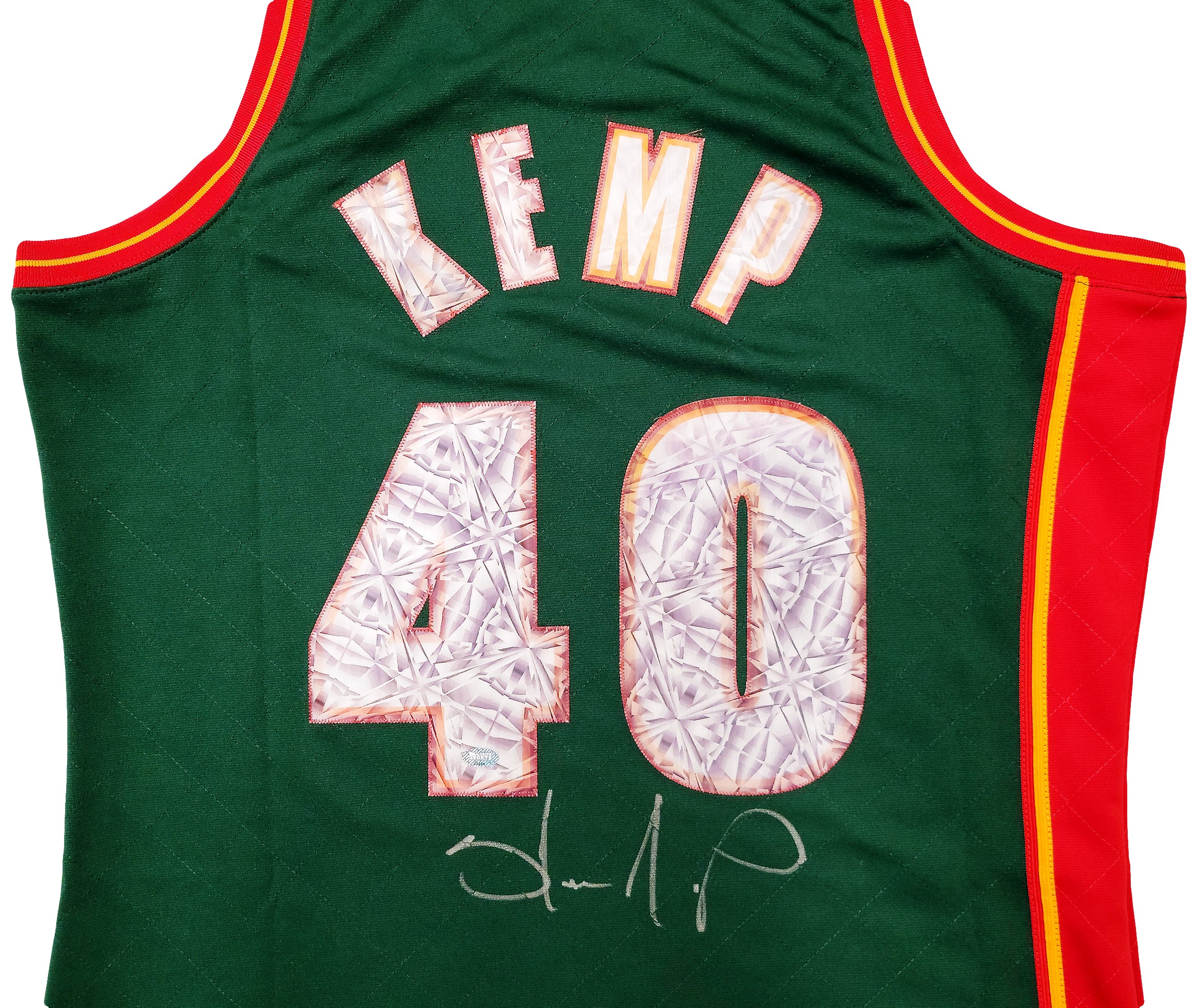 Seattle Supersonics Shawn Kemp Autographed Green Authentic Mitchell & Ness Hardwood Classics Swingman Jersey NBA Top 75 Size L MCS Holo Stock #203426 - Image 3