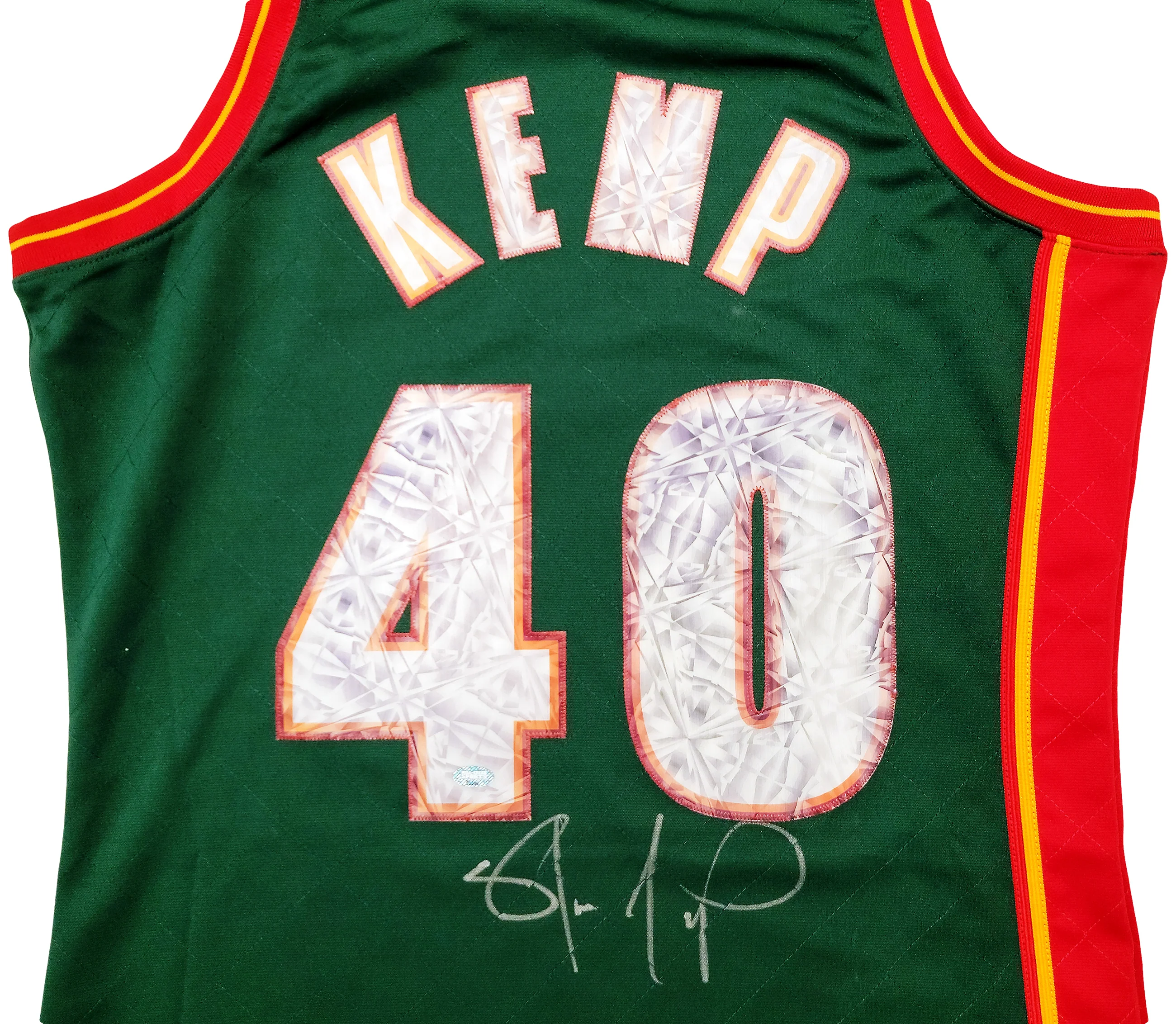 Seattle Supersonics Shawn Kemp Autographed Green Authentic Mitchell & Ness Hardwood Classics Swingman Jersey NBA Top 75 Size M MCS Holo Stock #203425 - Image 3