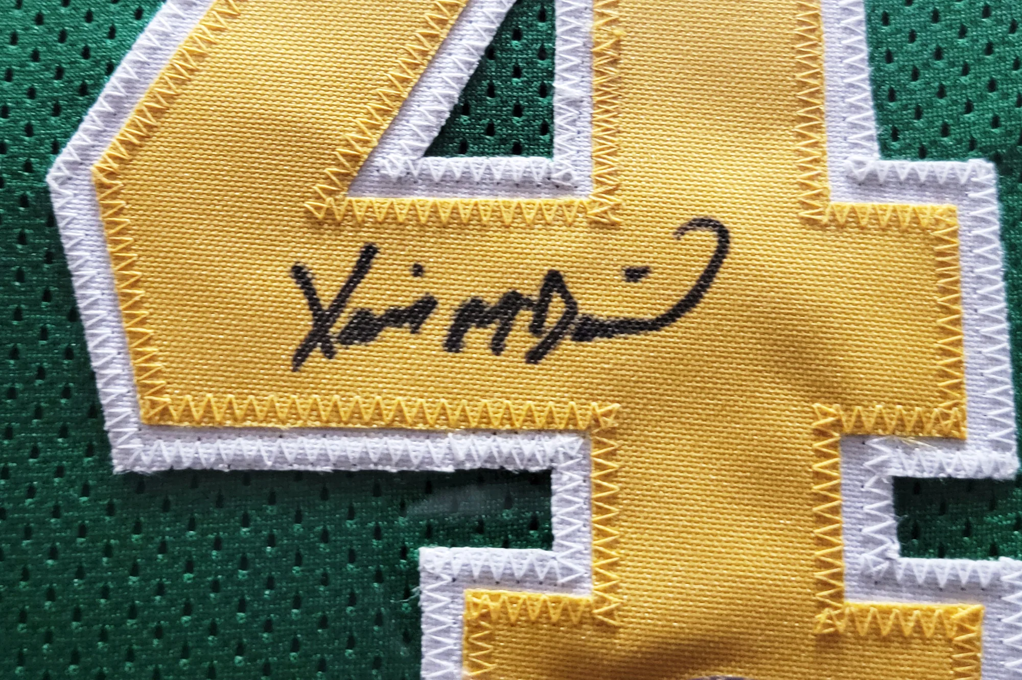 Seattle Supersonics Xavier McDaniel Autographed Framed Green Jersey MCS Holo Stock #209447 - Image 3
