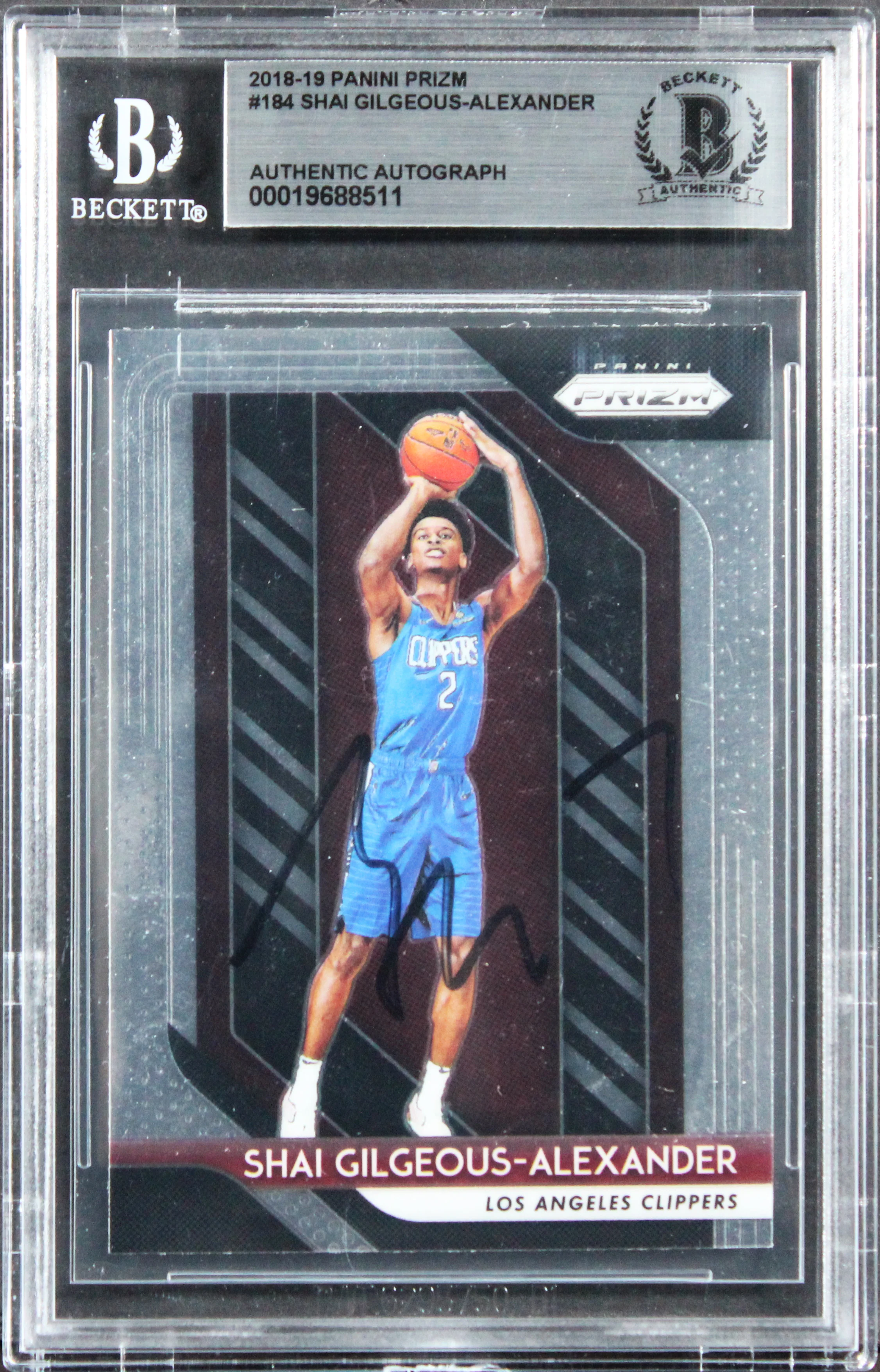 Shai Gilgeous-Alexander Signed 2018 Panini Prizm #184 Rookie Card BAS Slabbed 2 - Image 2