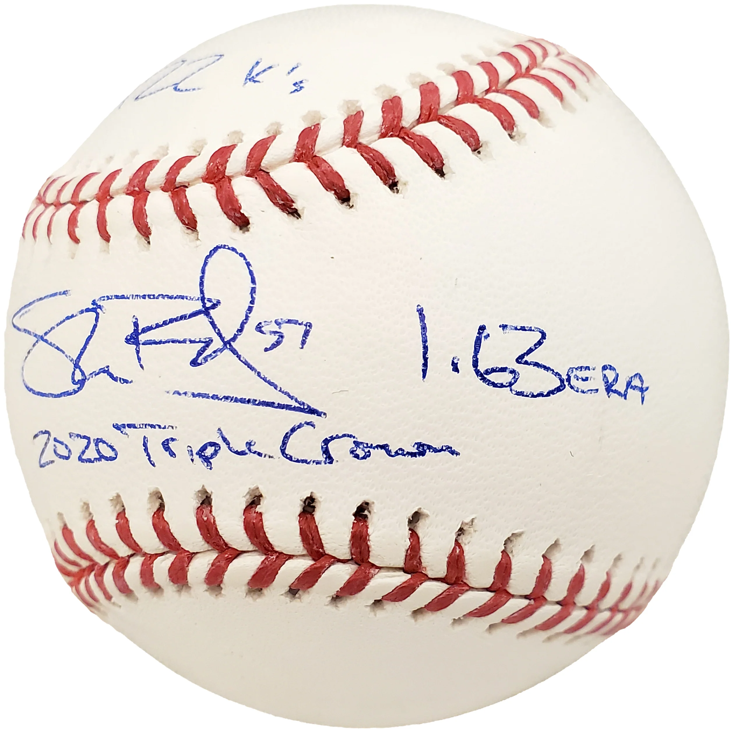 Shane Bieber Autographed Official MLB Baseball Cleveland Indians "2020 Triple Crown" With 3 Stats Beckett BAS Stock #185110 - Image 4