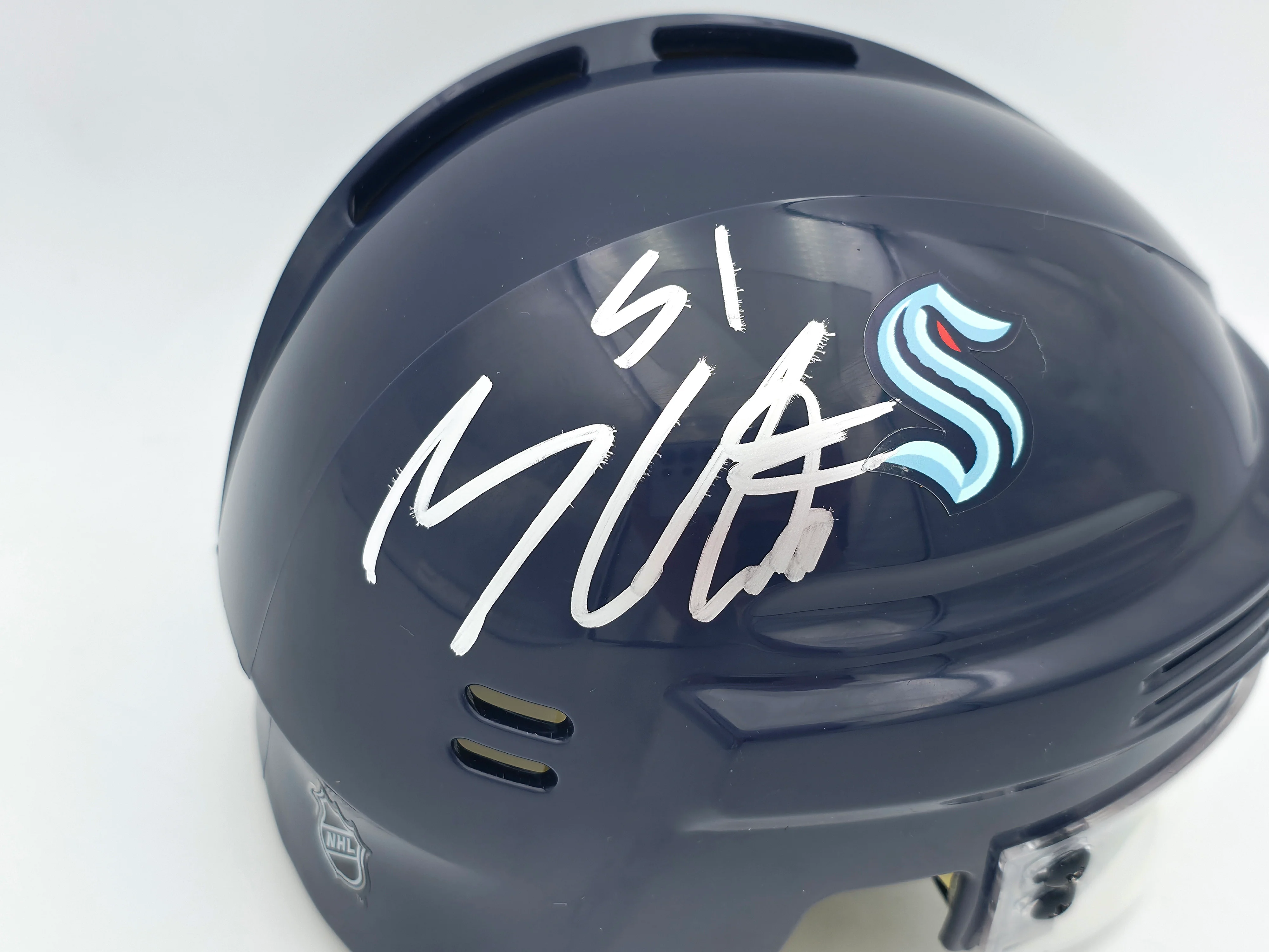 Shane Wright Autographed Seattle Kraken Blue Mini Helmet Beckett BAS QR #BS30084 - Image 3