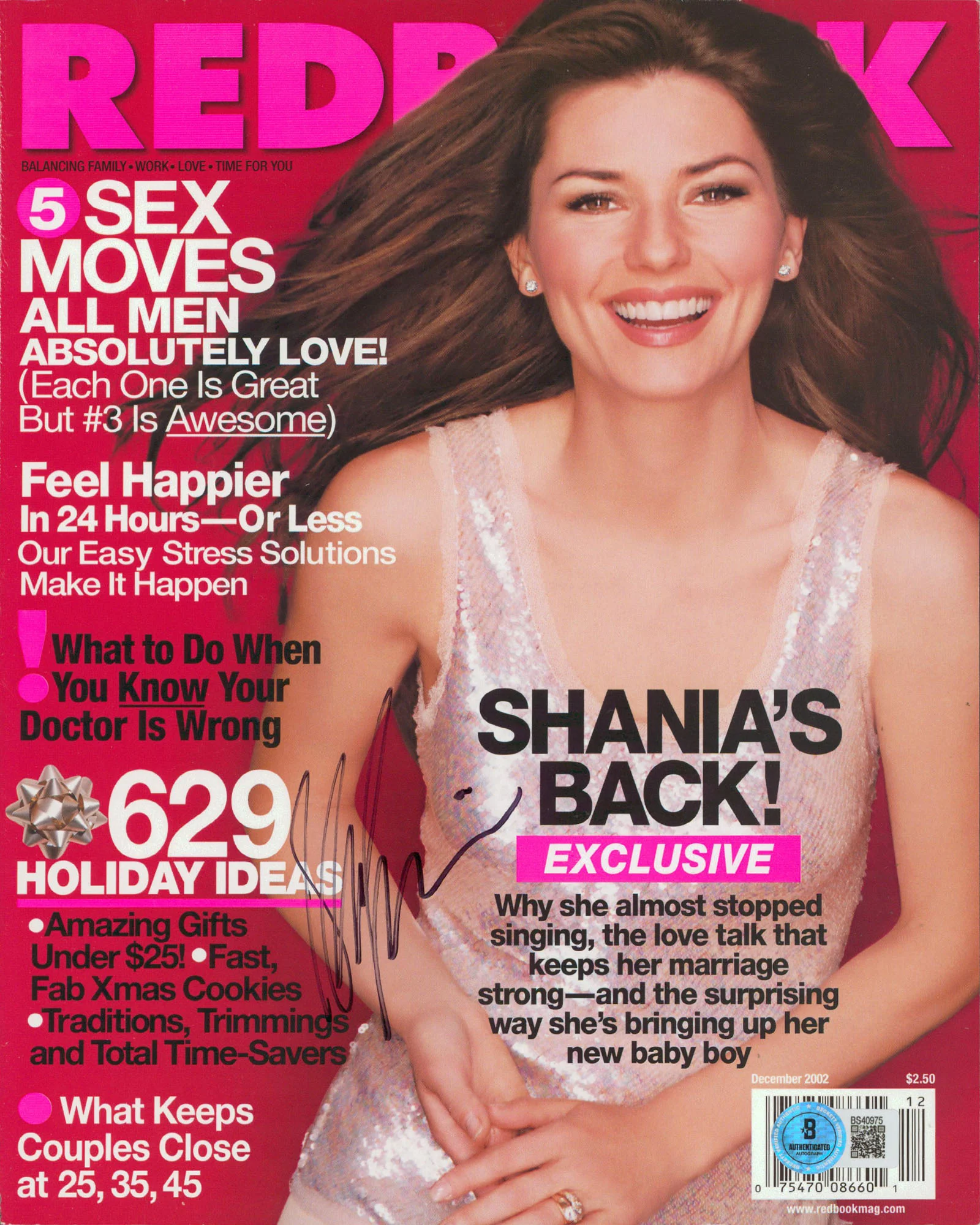 Shania Twain Authentic Signed Redbook Magazine Cover December 2002 BAS #BS40975 - Image 2