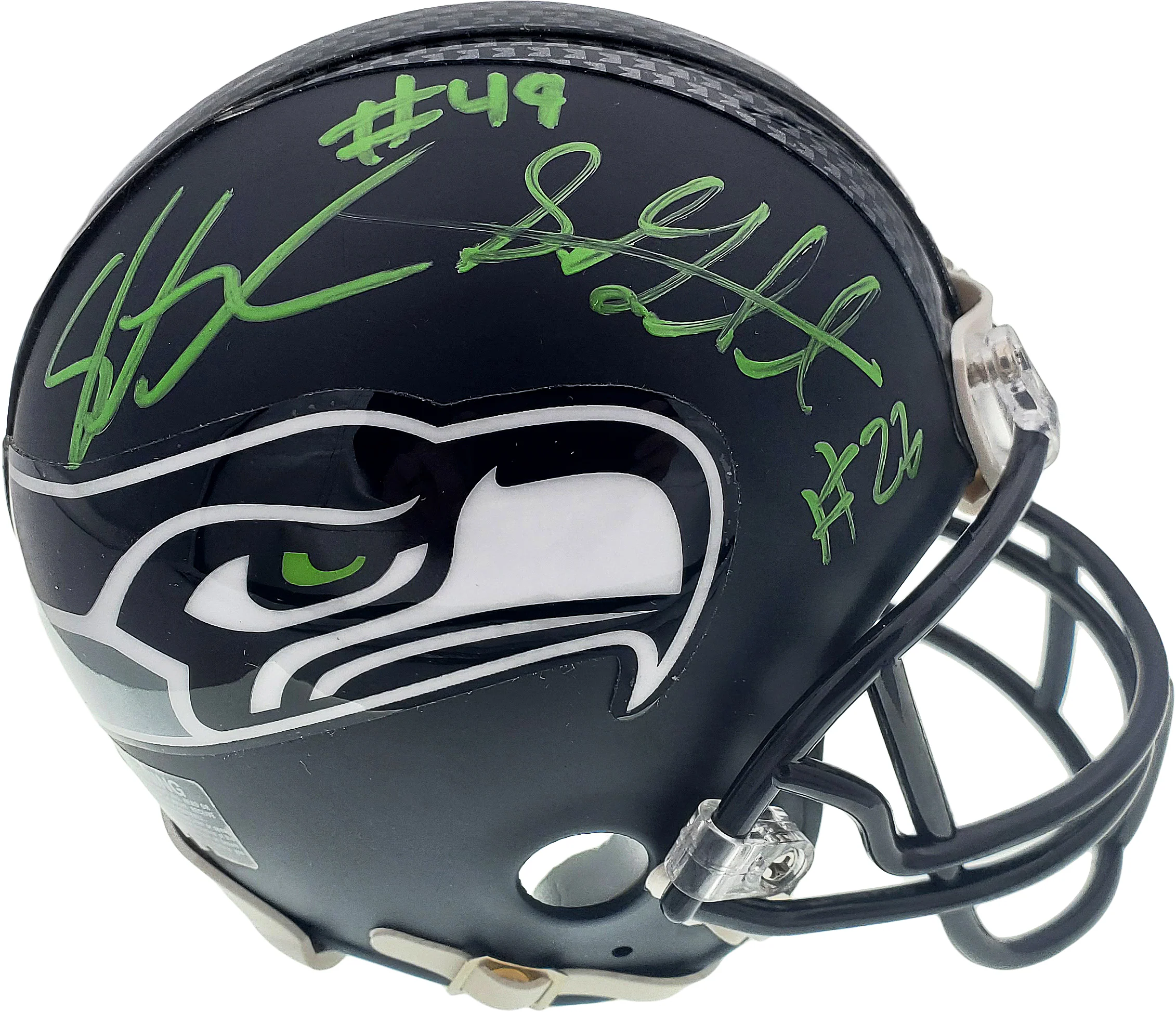 Shaquem & Shaquill Griffin Autographed Seattle Seahawks Mini Helmet In Green MCS Holo Stock #134372