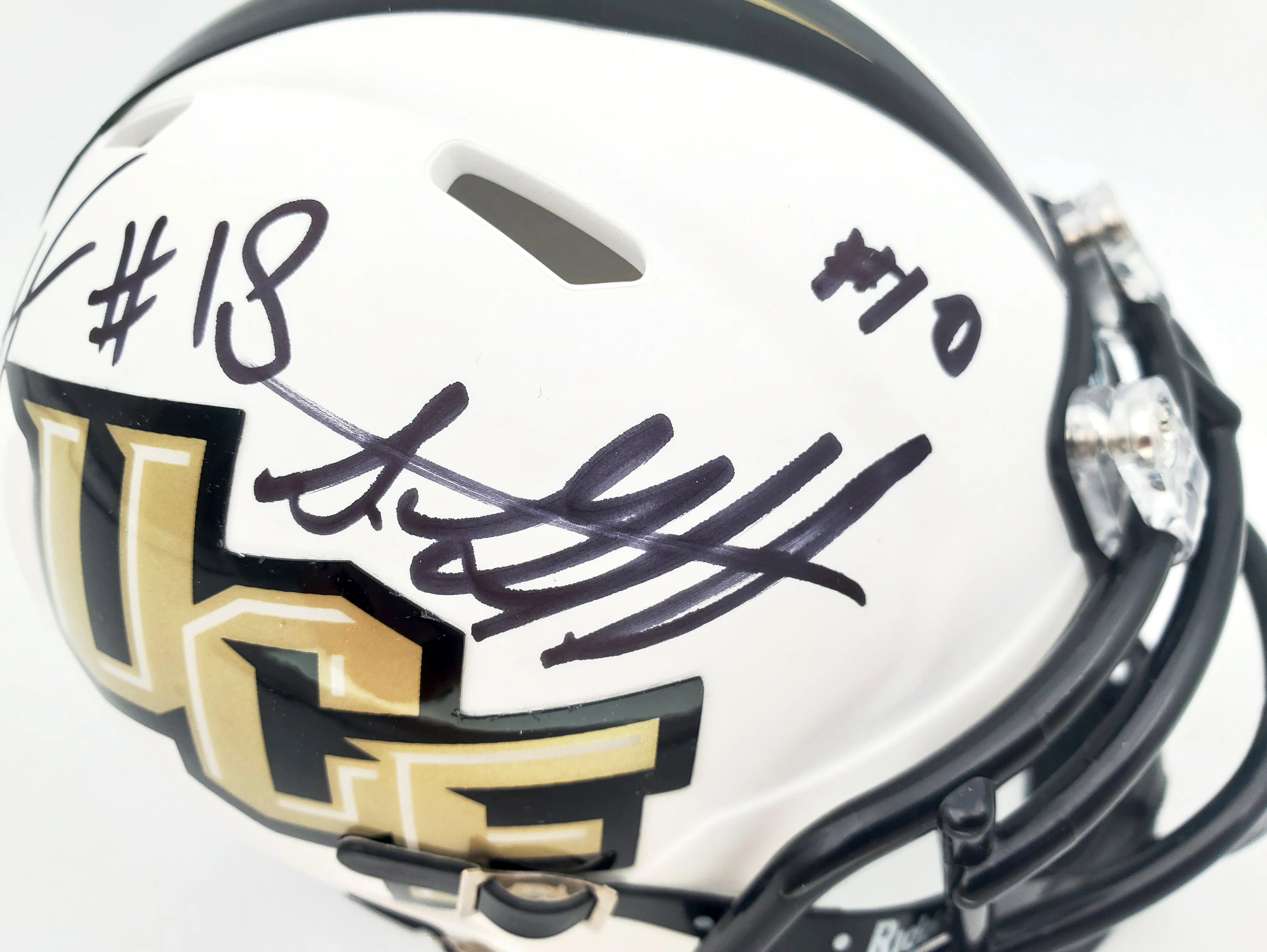 Shaquem & Shaquill Griffin Autographed UCF Golden Knights White Speed Mini Helmet MCS Holo Stock #134377 - Image 2