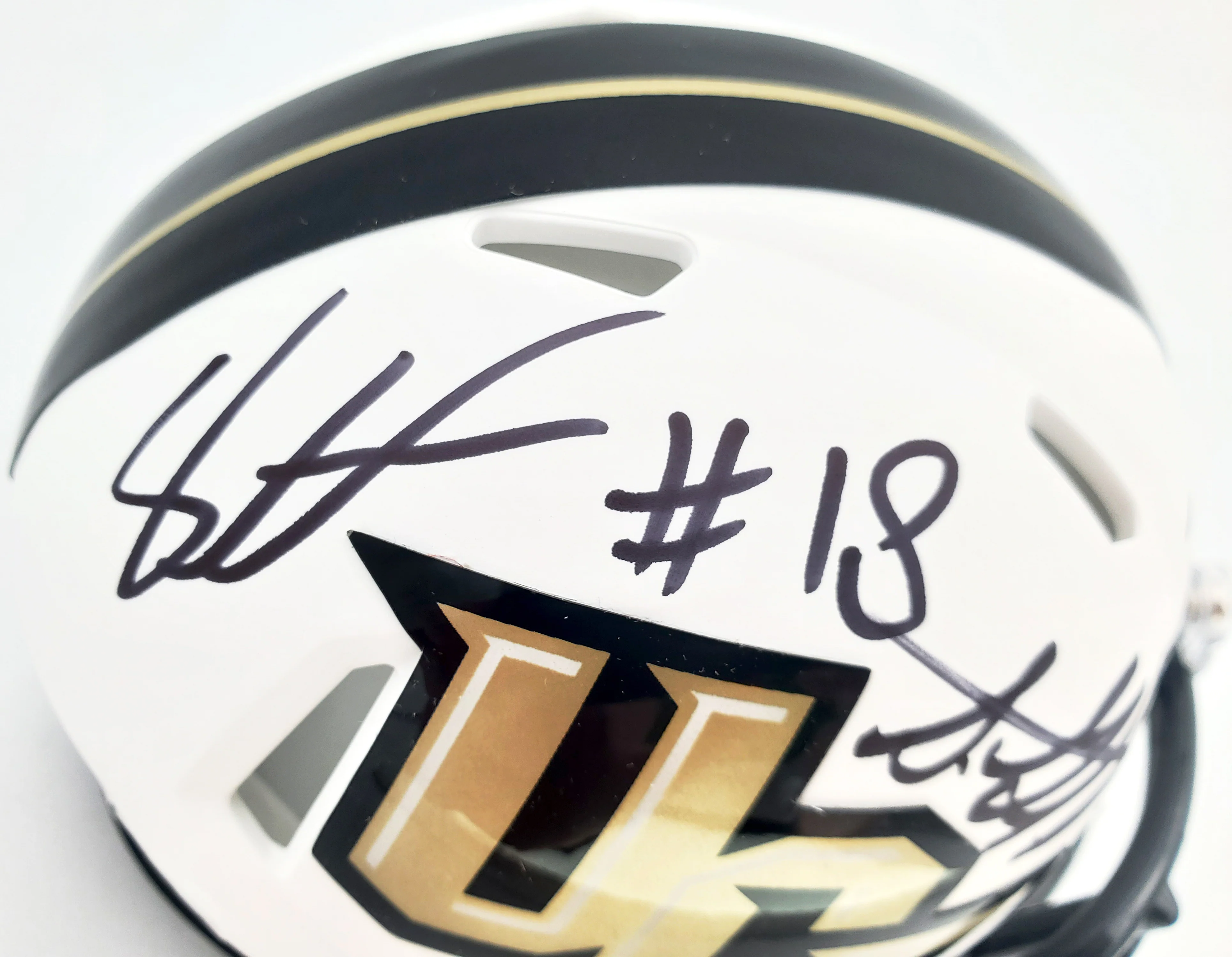 Shaquem & Shaquill Griffin Autographed UCF Golden Knights White Speed Mini Helmet MCS Holo Stock #134377 - Image 3